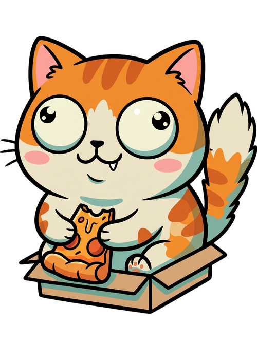 Chibi Pizza Cat Cardboard Box Zoomies Kawaii Tee