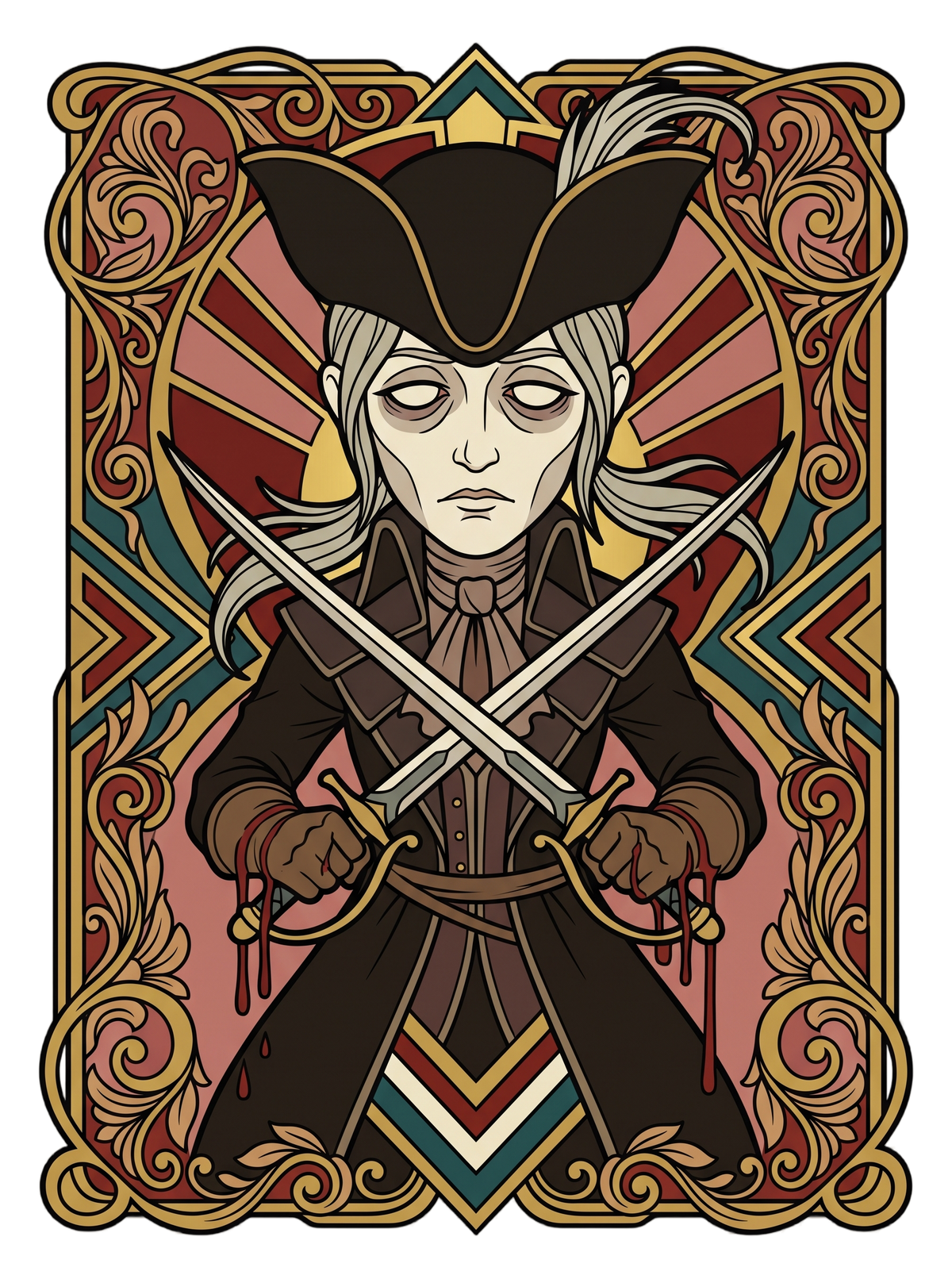 Clocktower Hunter Twin Blades Deco Duel Tee