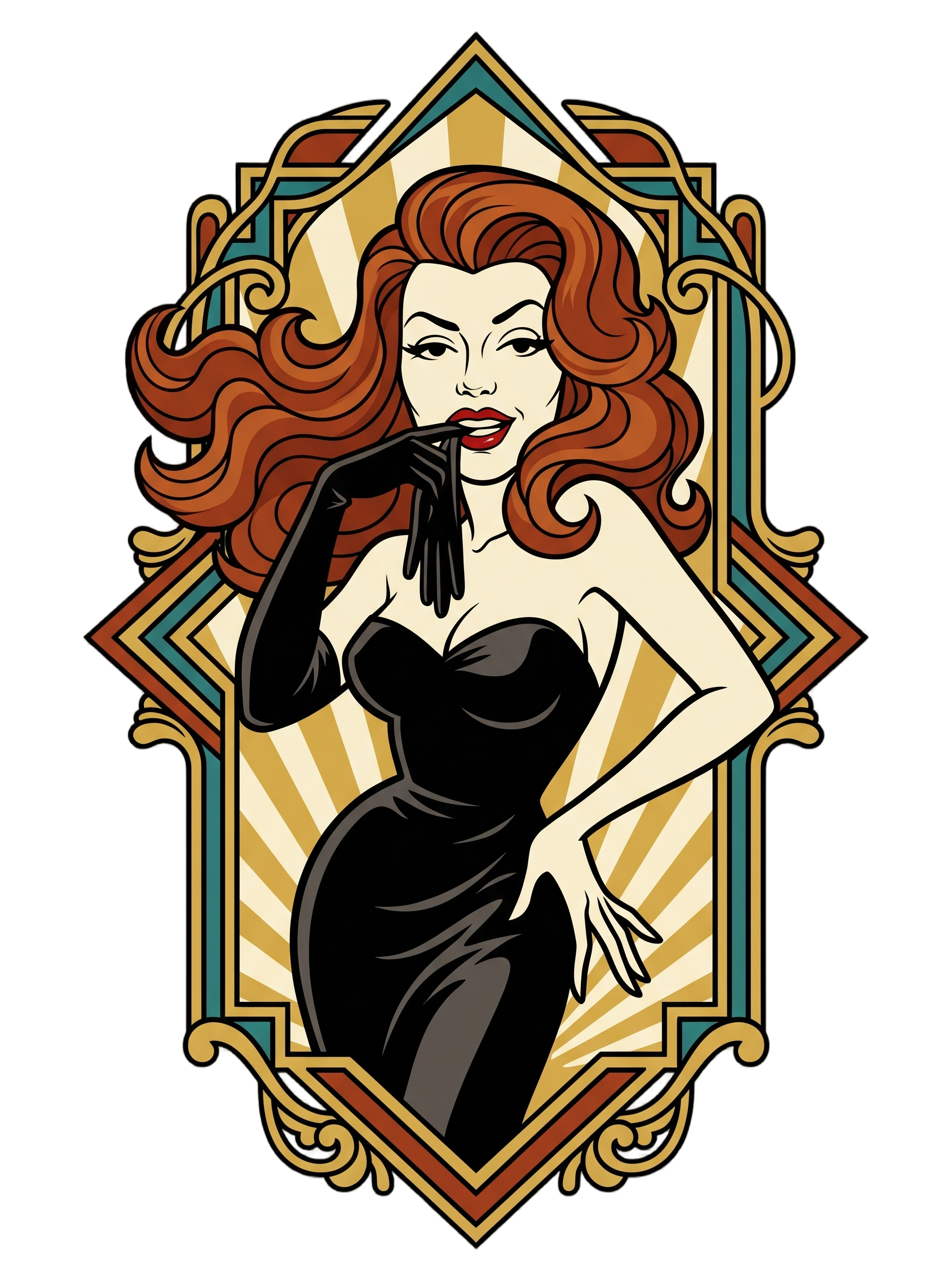 Jazz Age Femme Fatale Glove Peel Deco Tee