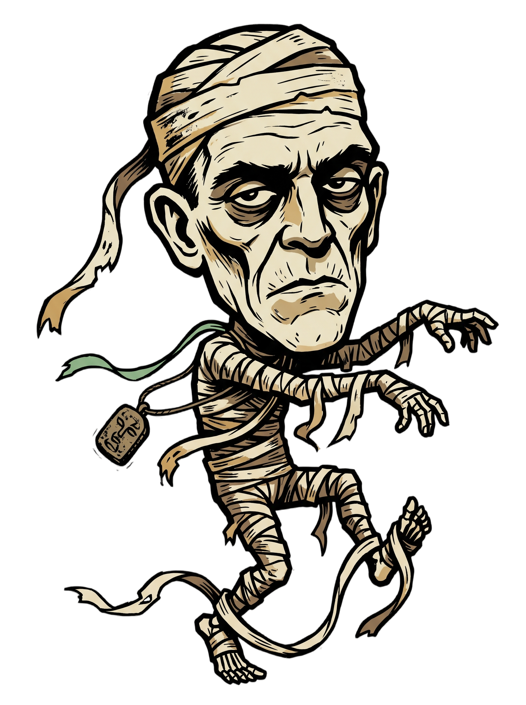 Tripping Mummy Woodcut Vintage Horror Tee