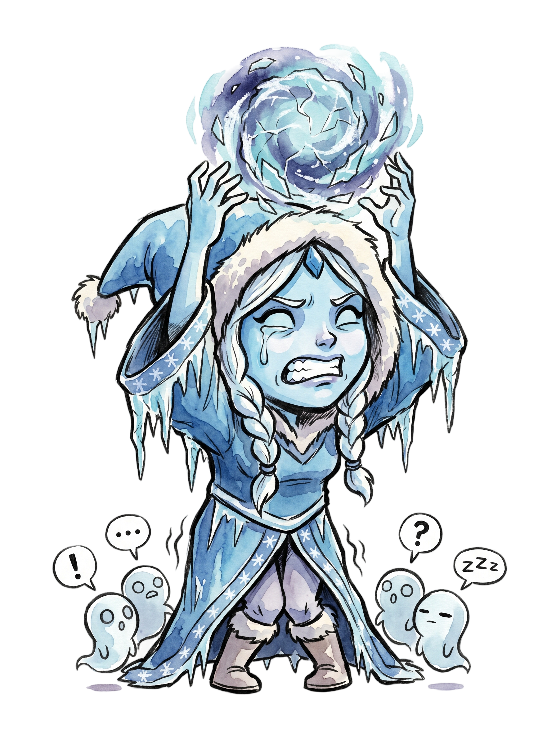 Shivering Ice Mage Solo Ult MOBA Watercolor Tee