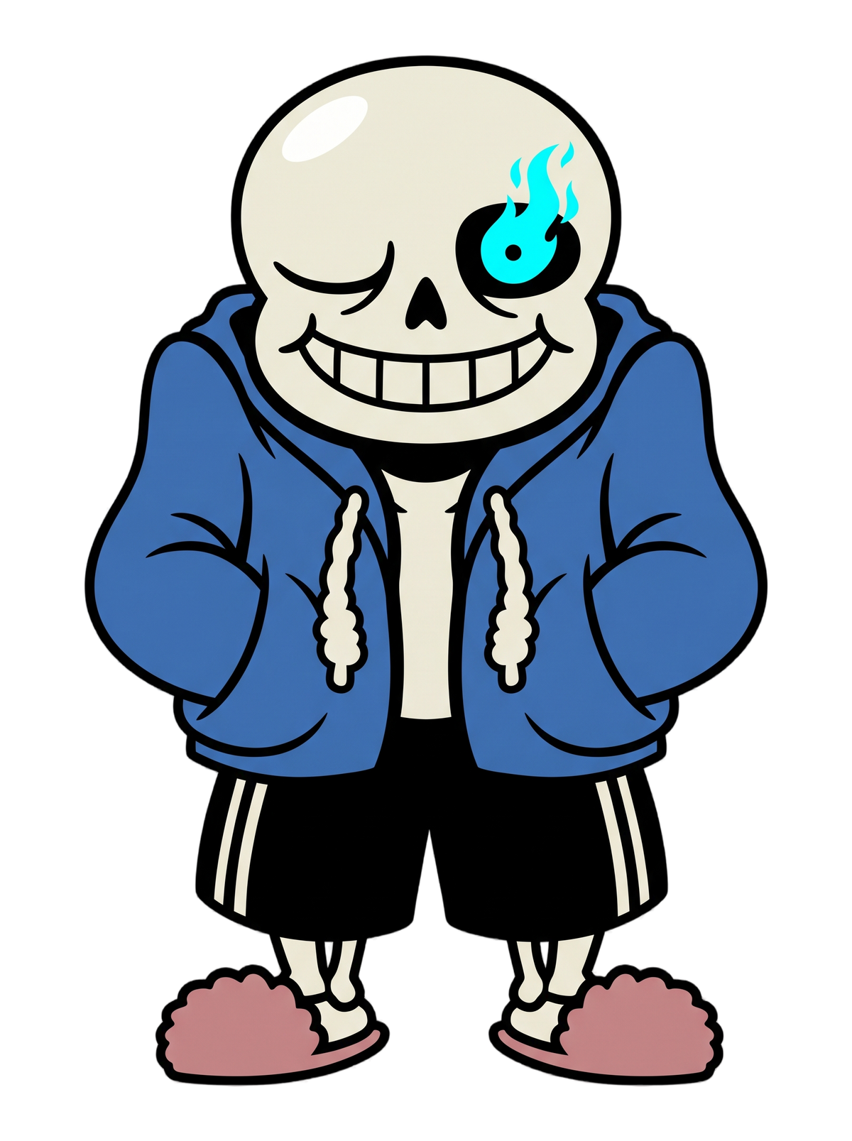 Lazy Skeleton Blue Hoodie Indie RPG Tee