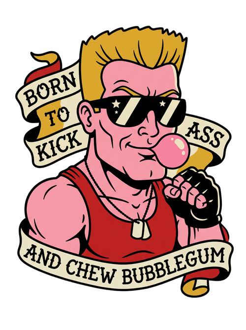 Bubblegum Action Hero Traditional Tattoo Flash Tee