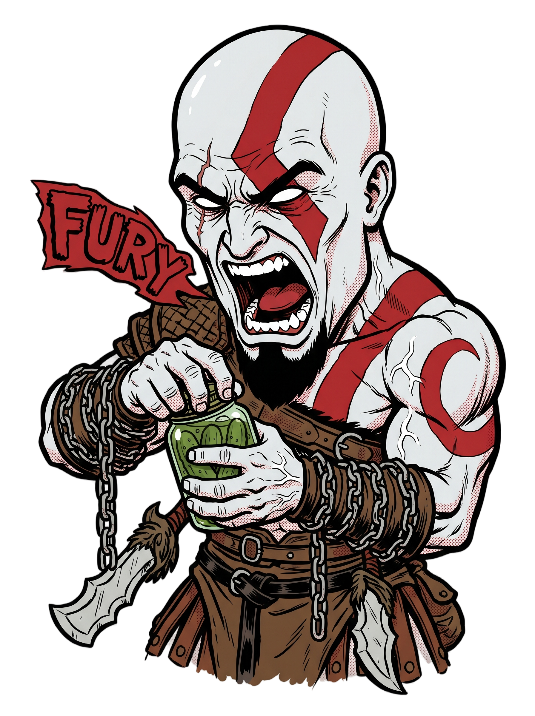 Spartan Rage Pickle Jar Comic Ink Gamer Tee