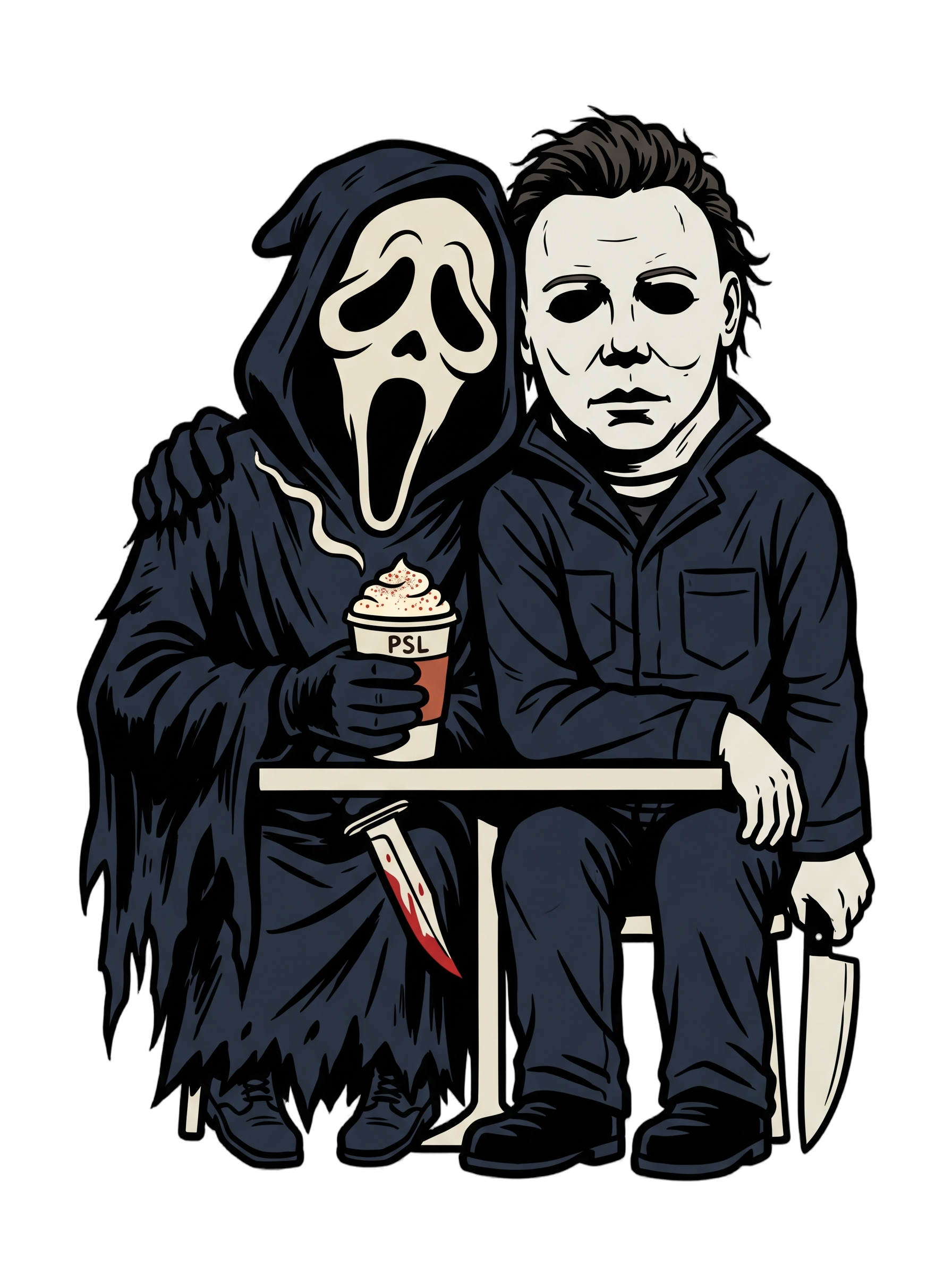 Masked Slashers Pumpkin Spice Latte Horror Tee — Men's Basic Tee