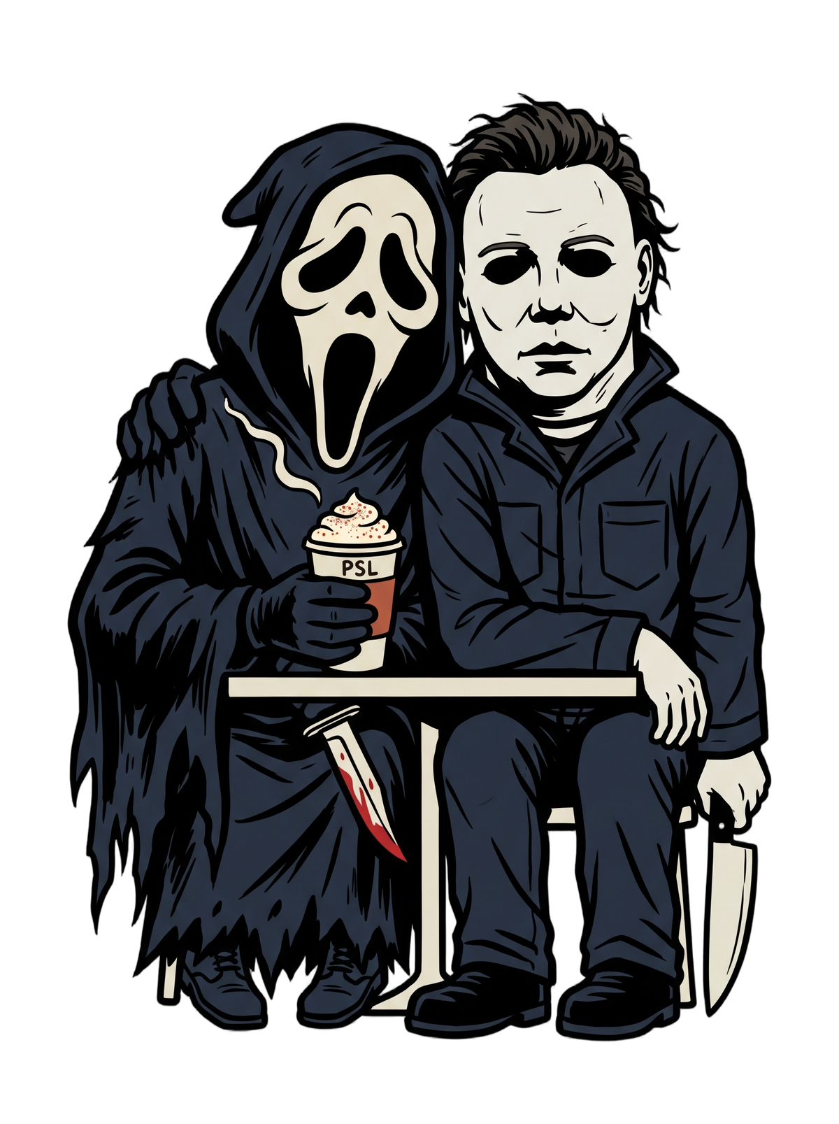 Masked Slashers Pumpkin Spice Latte Horror Tee — Men's Premium Tee