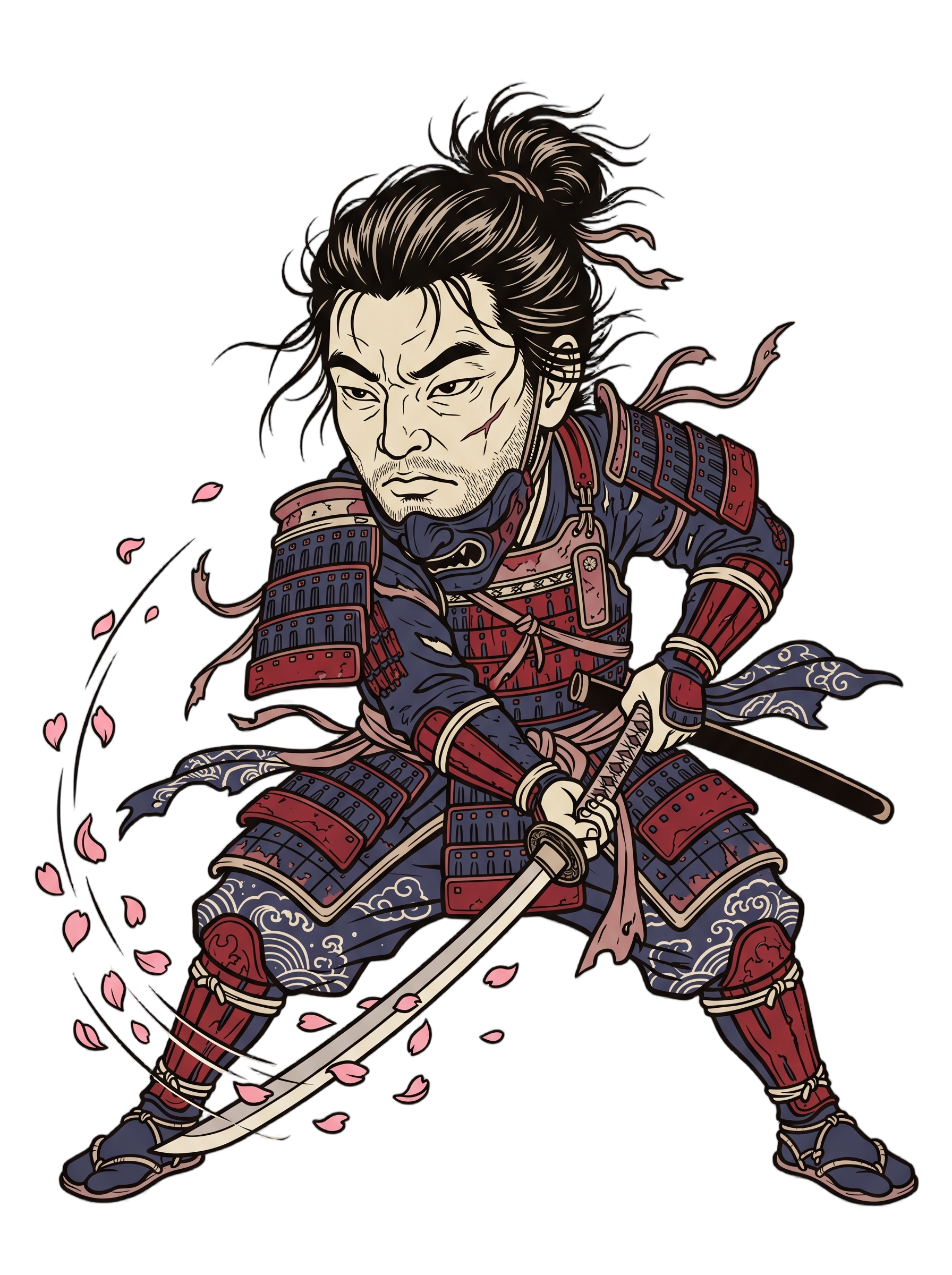 Lone Samurai Ghost Ukiyo-e Woodblock Graphic Tee