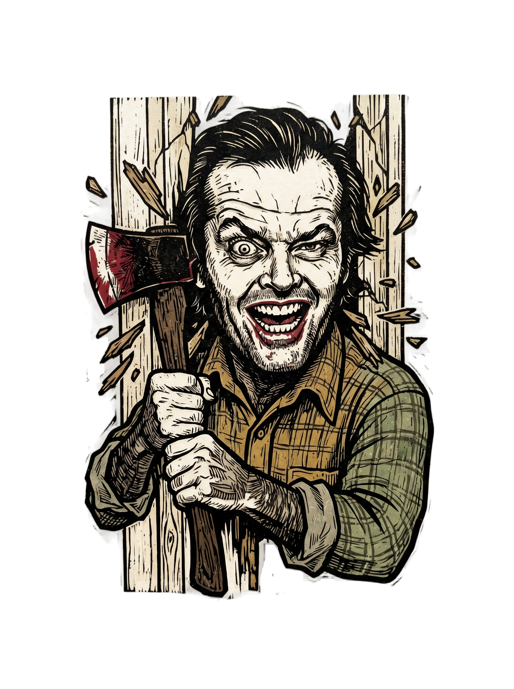 Axe Maniac Door Breach Blackwork Horror Tee