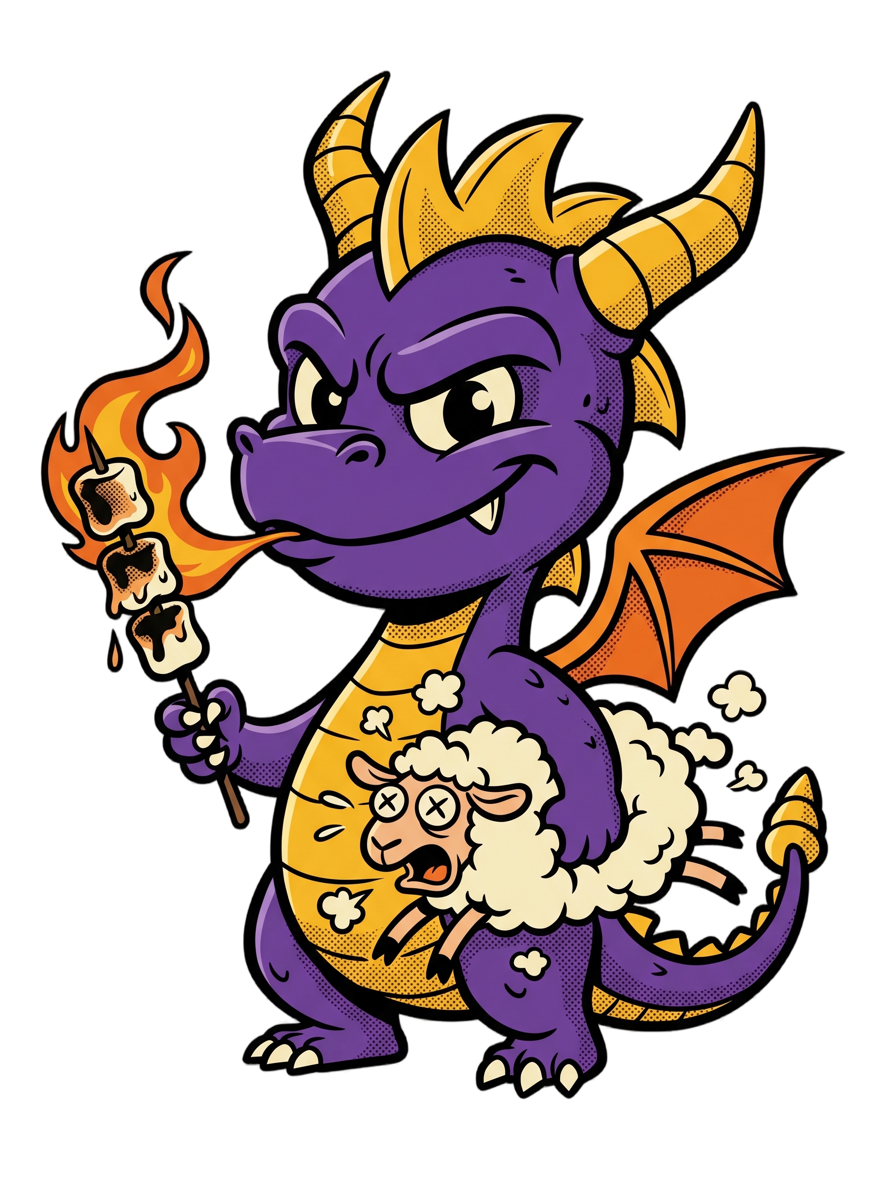 Purple Dragon Marshmallow Roast Retro Gamer Tee