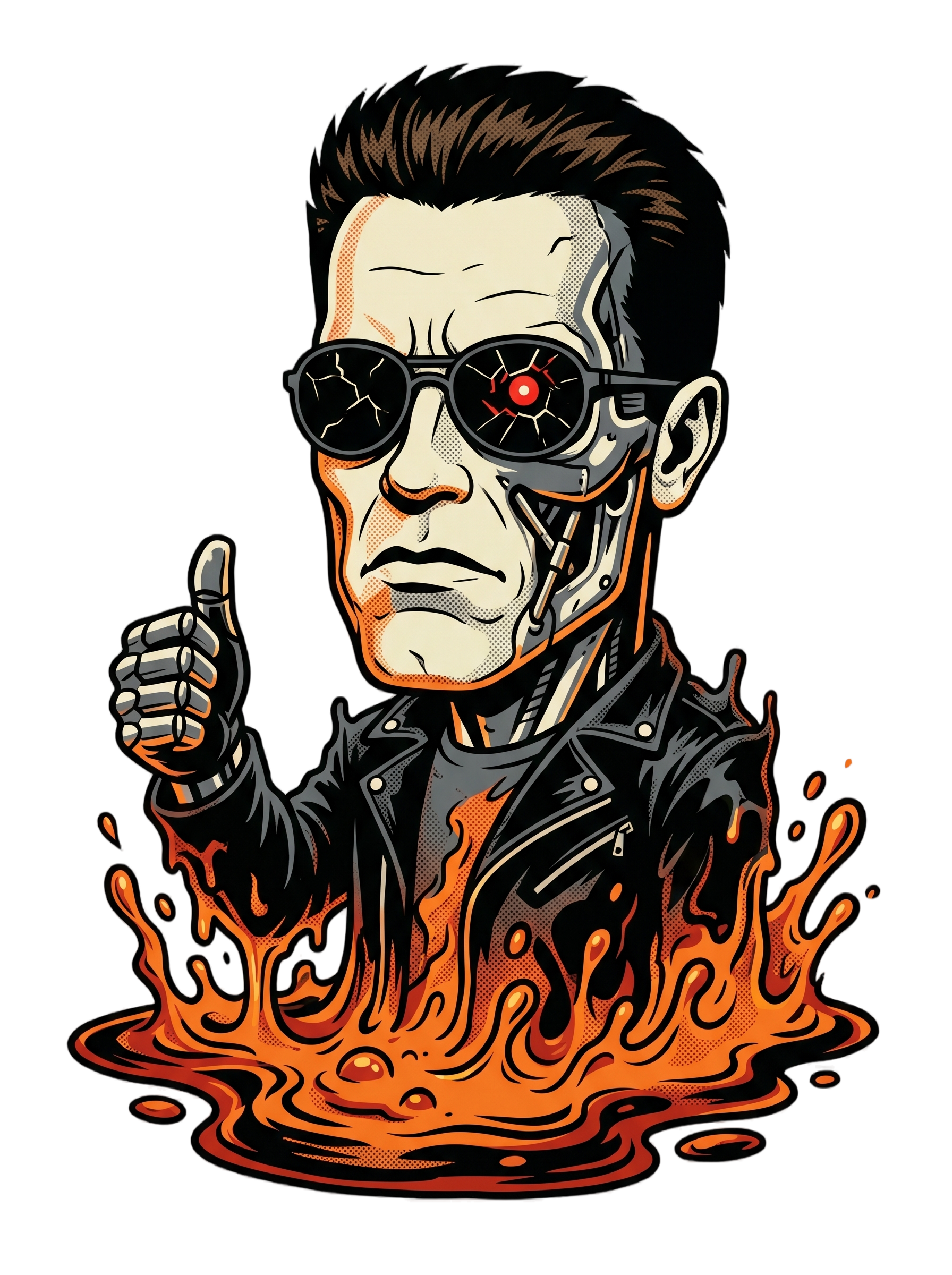 Molten Steel Thumbs Up Cyborg Comic Ink Tee