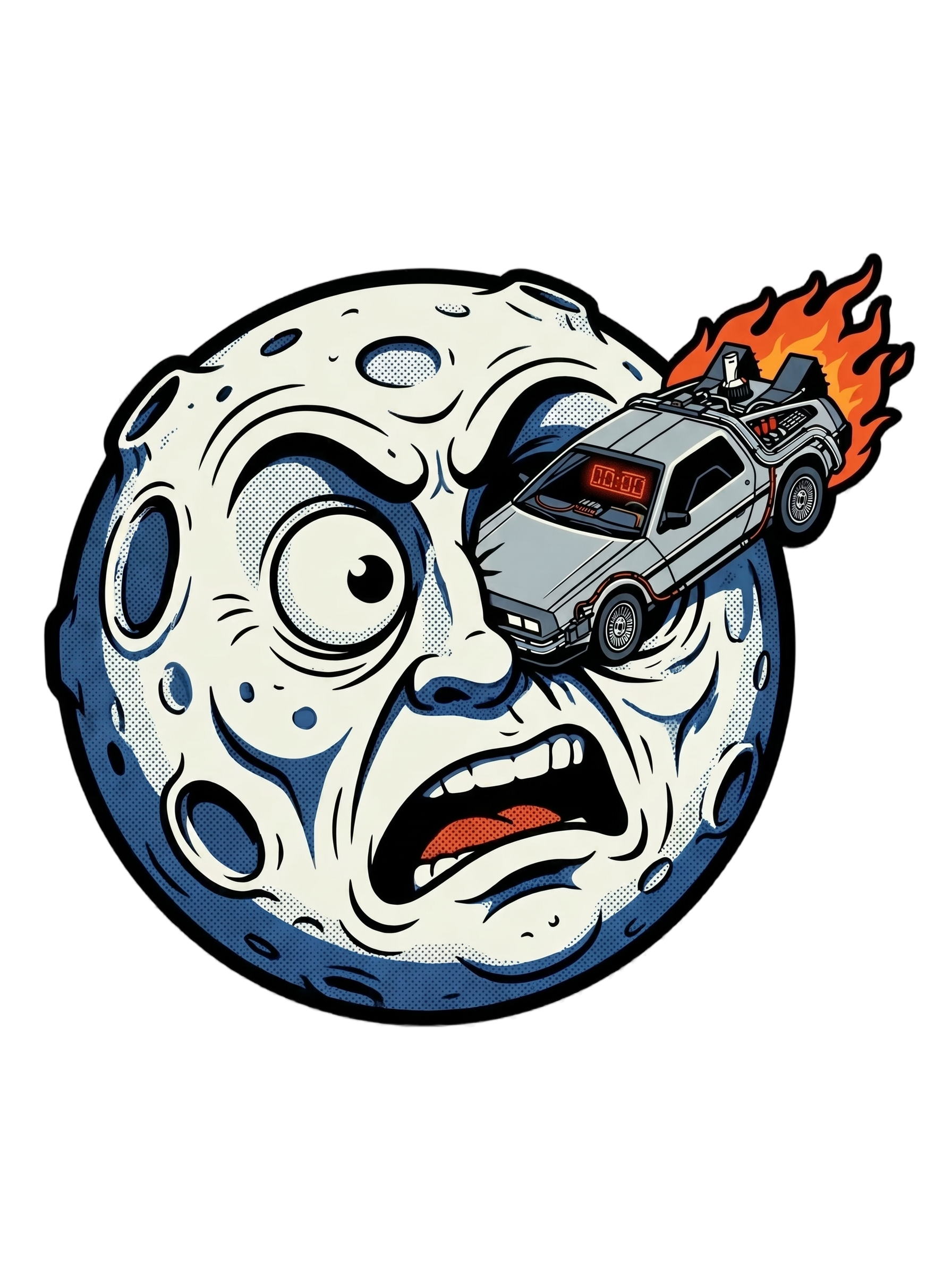 Silent Film Moon Crash Time Machine Movie Tee — Kids Tee