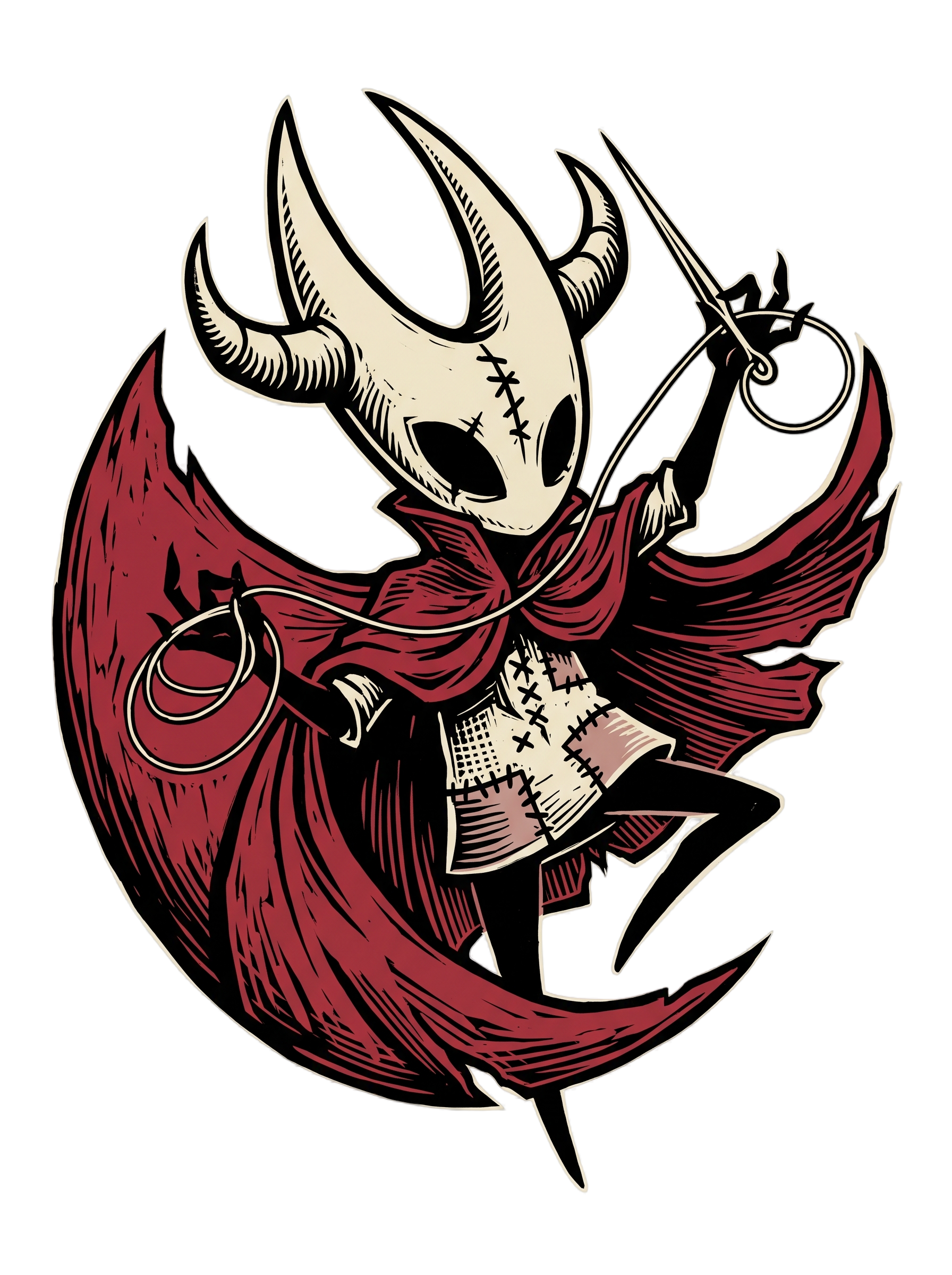Needle Duelist Bug Warrior Linocut Tee