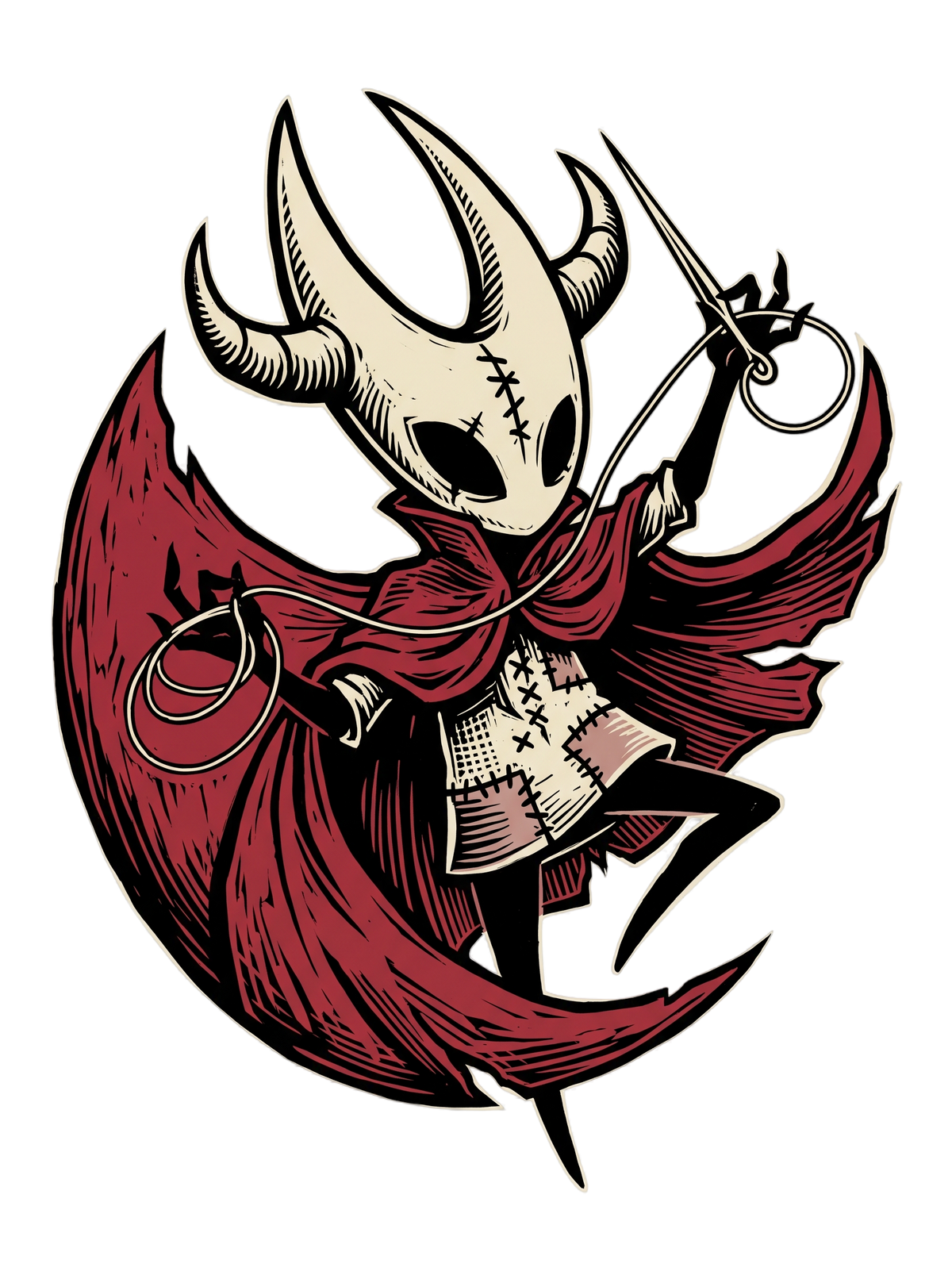 Needle Duelist Bug Warrior Linocut Tee