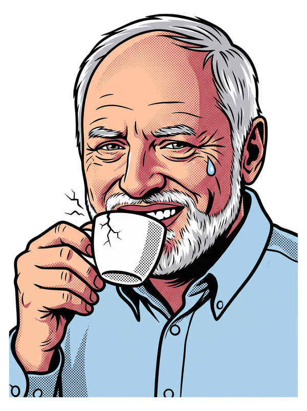 Fake Smile Coffee Guy Halftone Pop Art Meme Tee