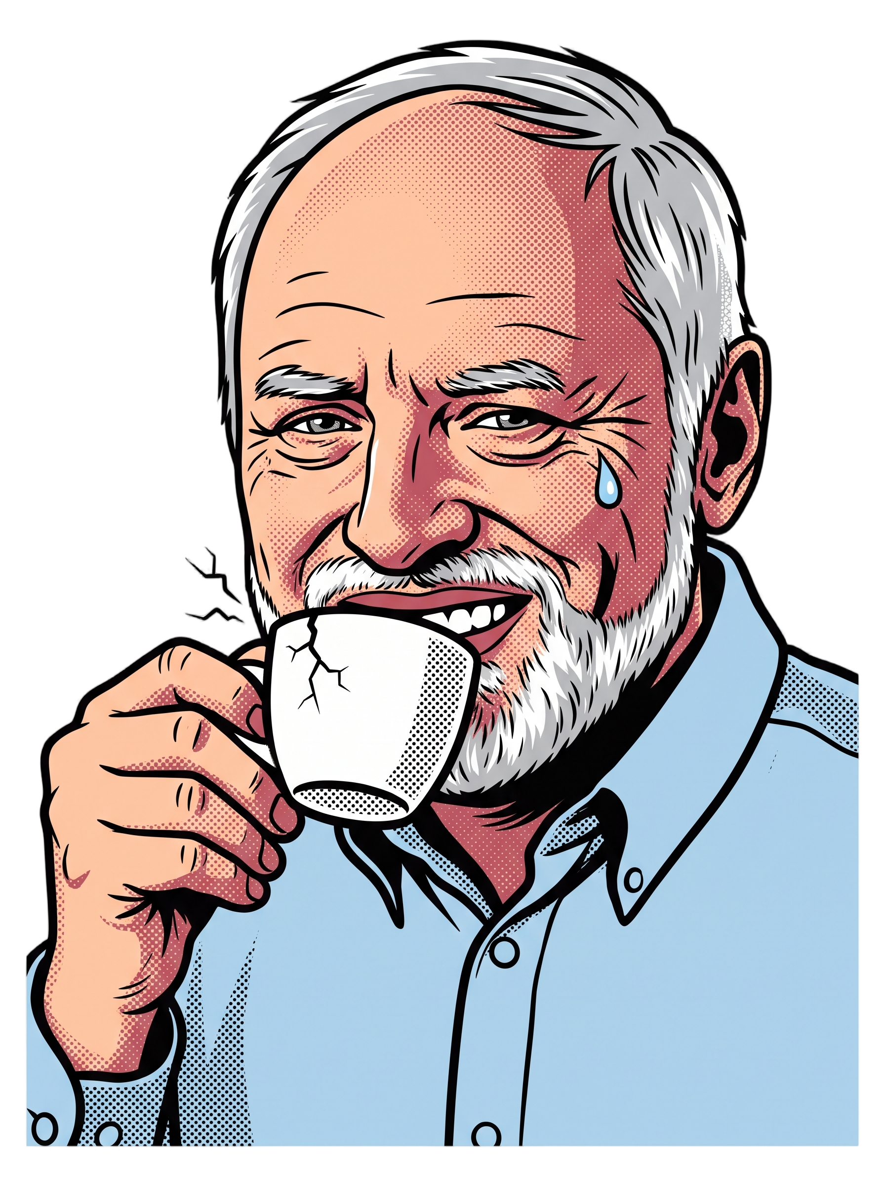 Fake Smile Coffee Guy Halftone Pop Art Meme Tee