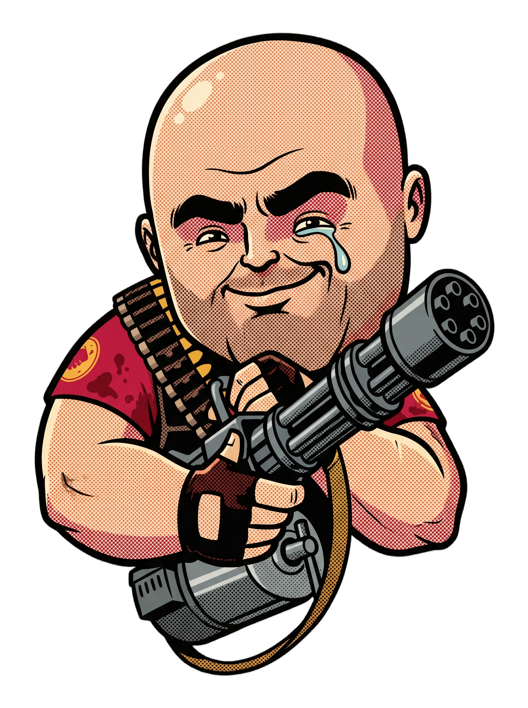 Big Russian Gunner Minigun Hug Pop Art Tee