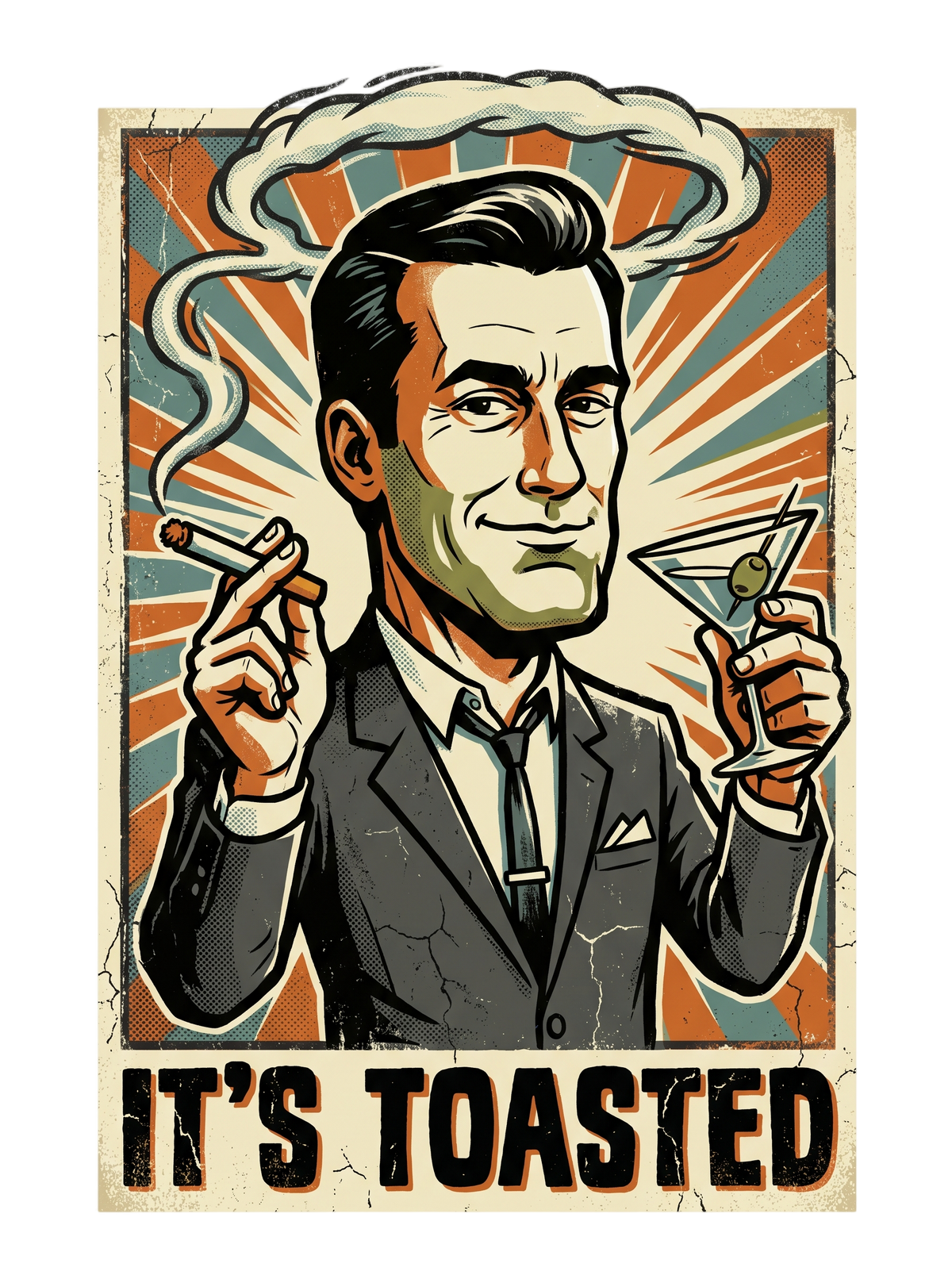 It's Toasted Sixties Ad Man Martini Propaganda Tee