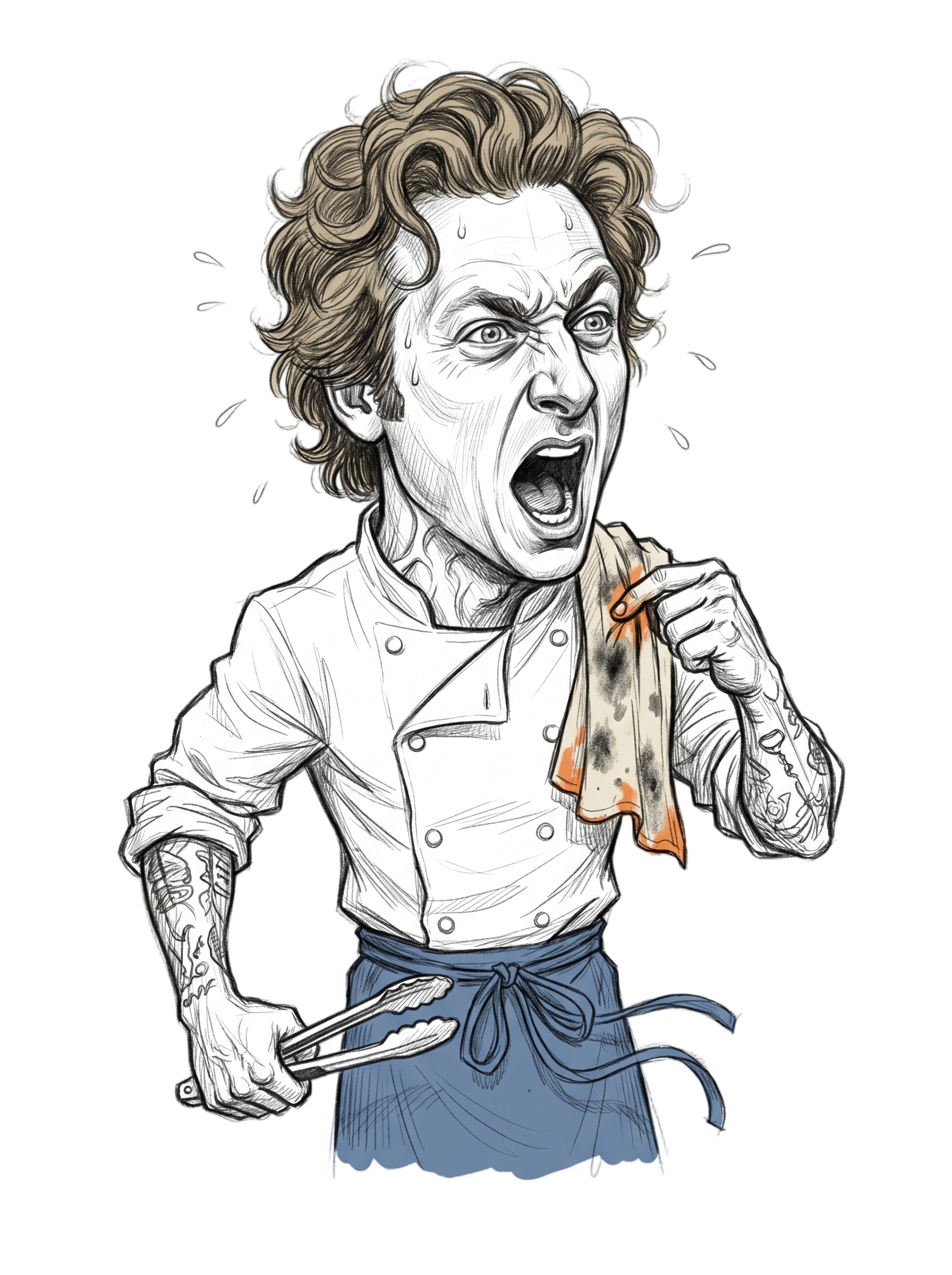 Yes Chef Kitchen Meltdown Pencil Sketch Tee