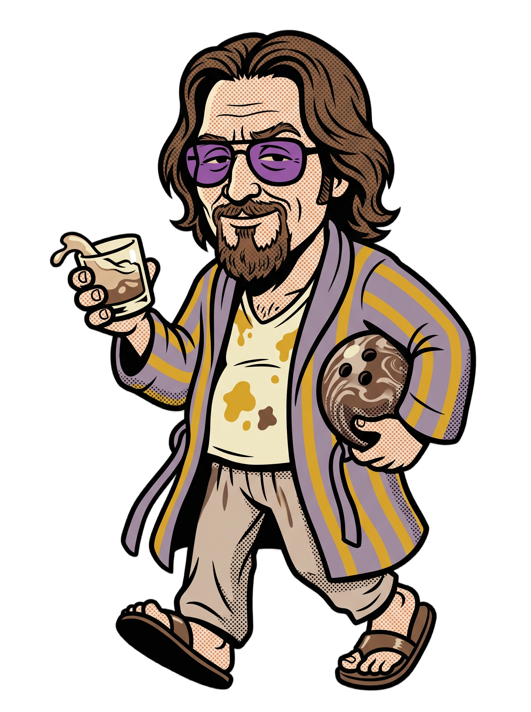 Slacker Bowling Bathrobe White Russian Pop Art Tee