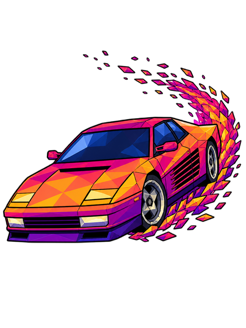Poly Drift Racer Retro Arcade Sunset T-Shirt