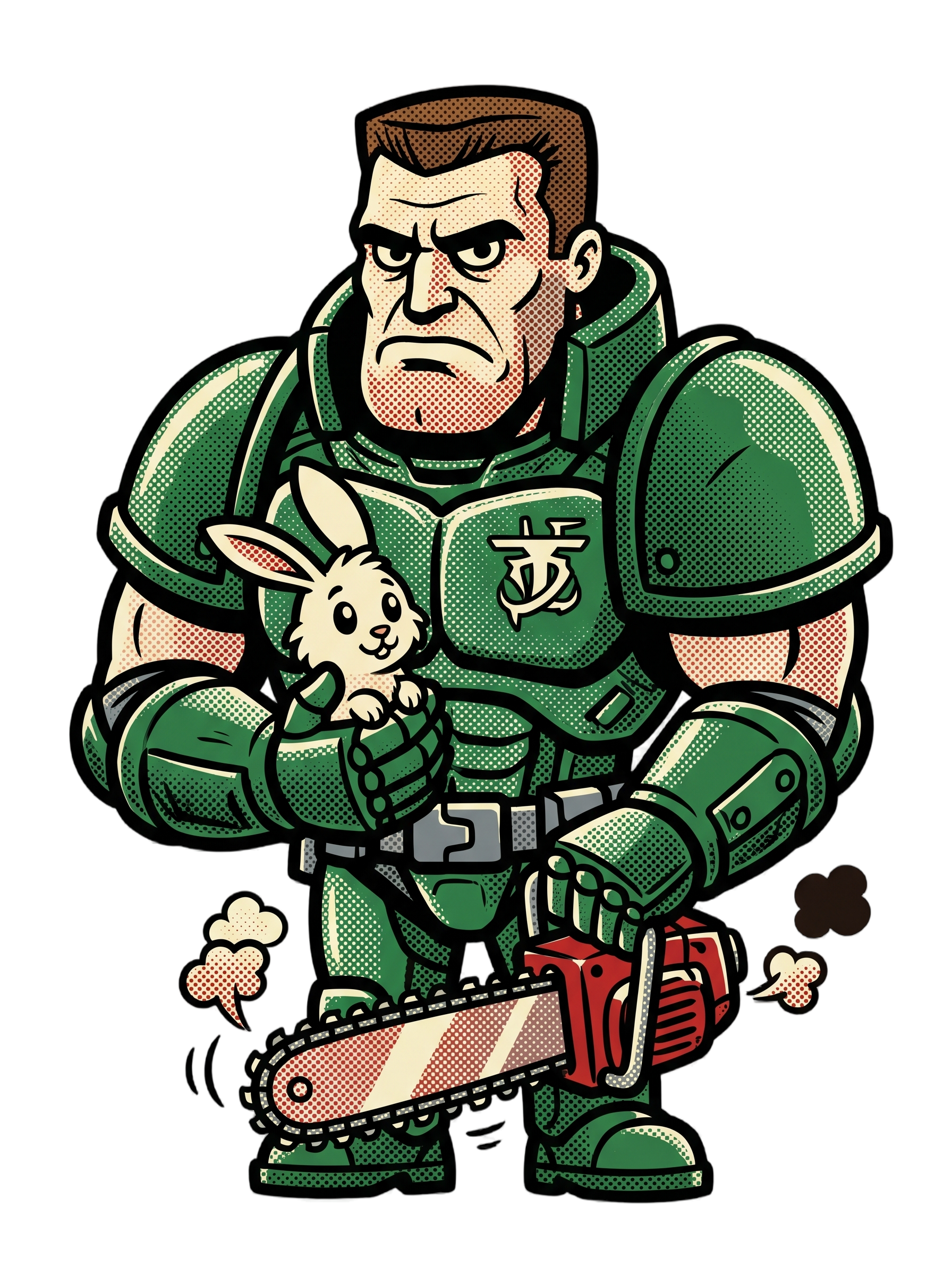 Space Marine Bunny Hug Halftone Pop Art Tee