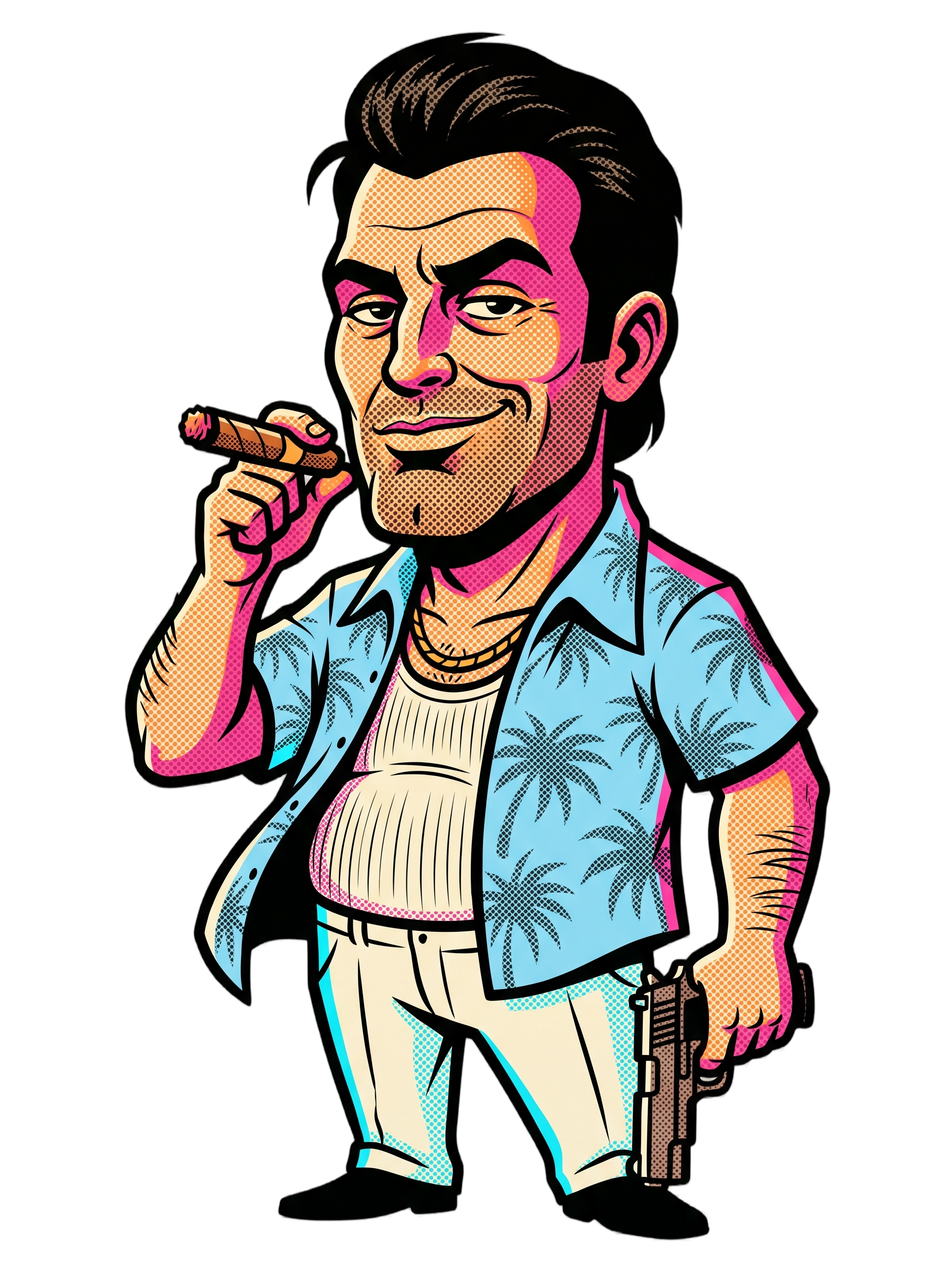Tropical Mobster Halftone Pop Art Neon Miami Tee