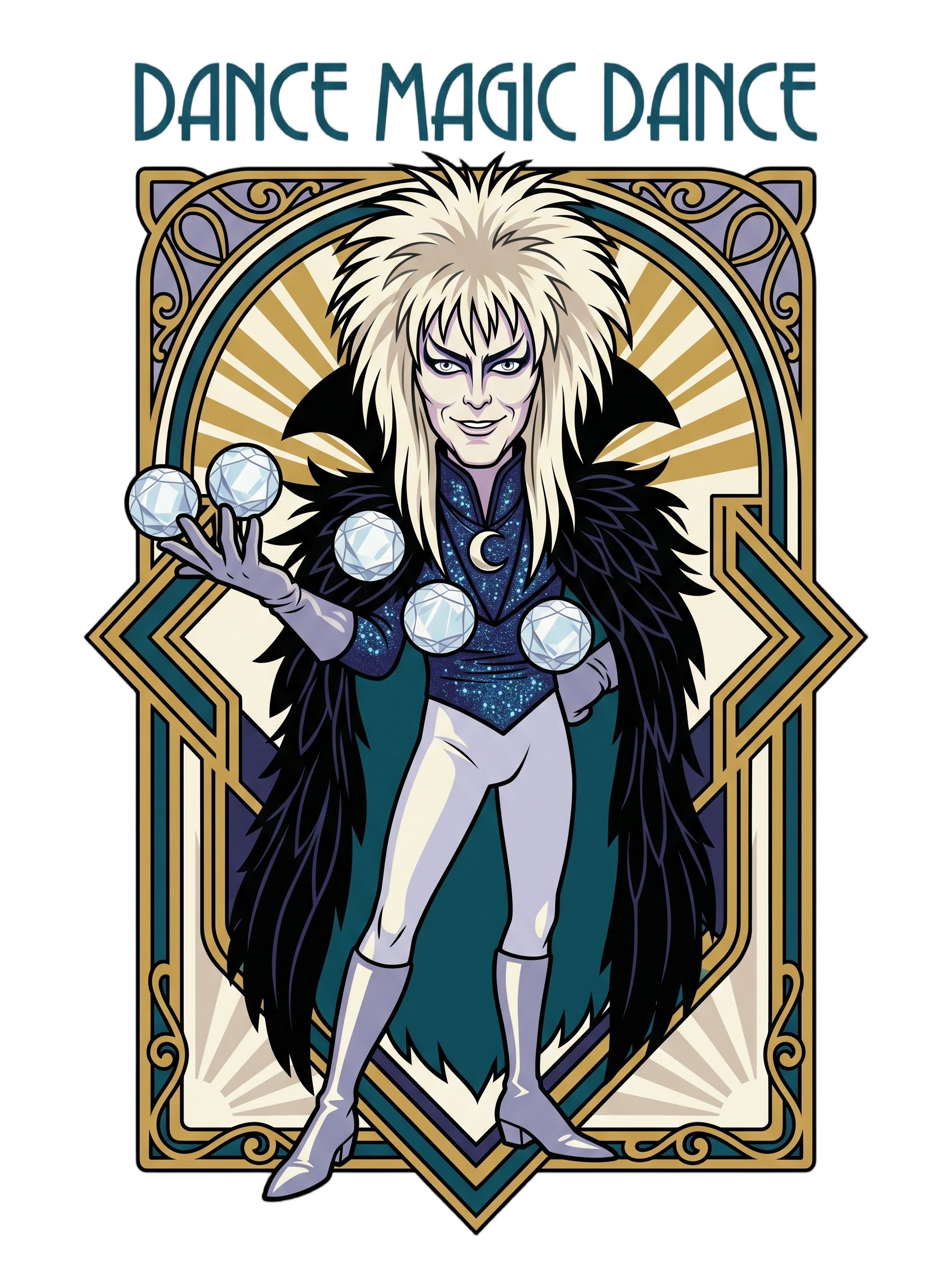 Glam Rock Goblin Wizard Crystal Ball Deco Tee