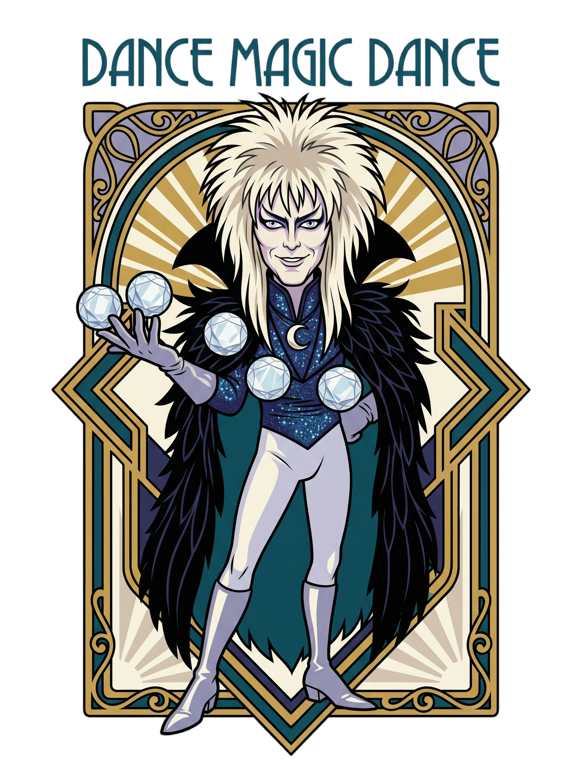 Glam Rock Goblin Wizard Crystal Ball Deco Tee