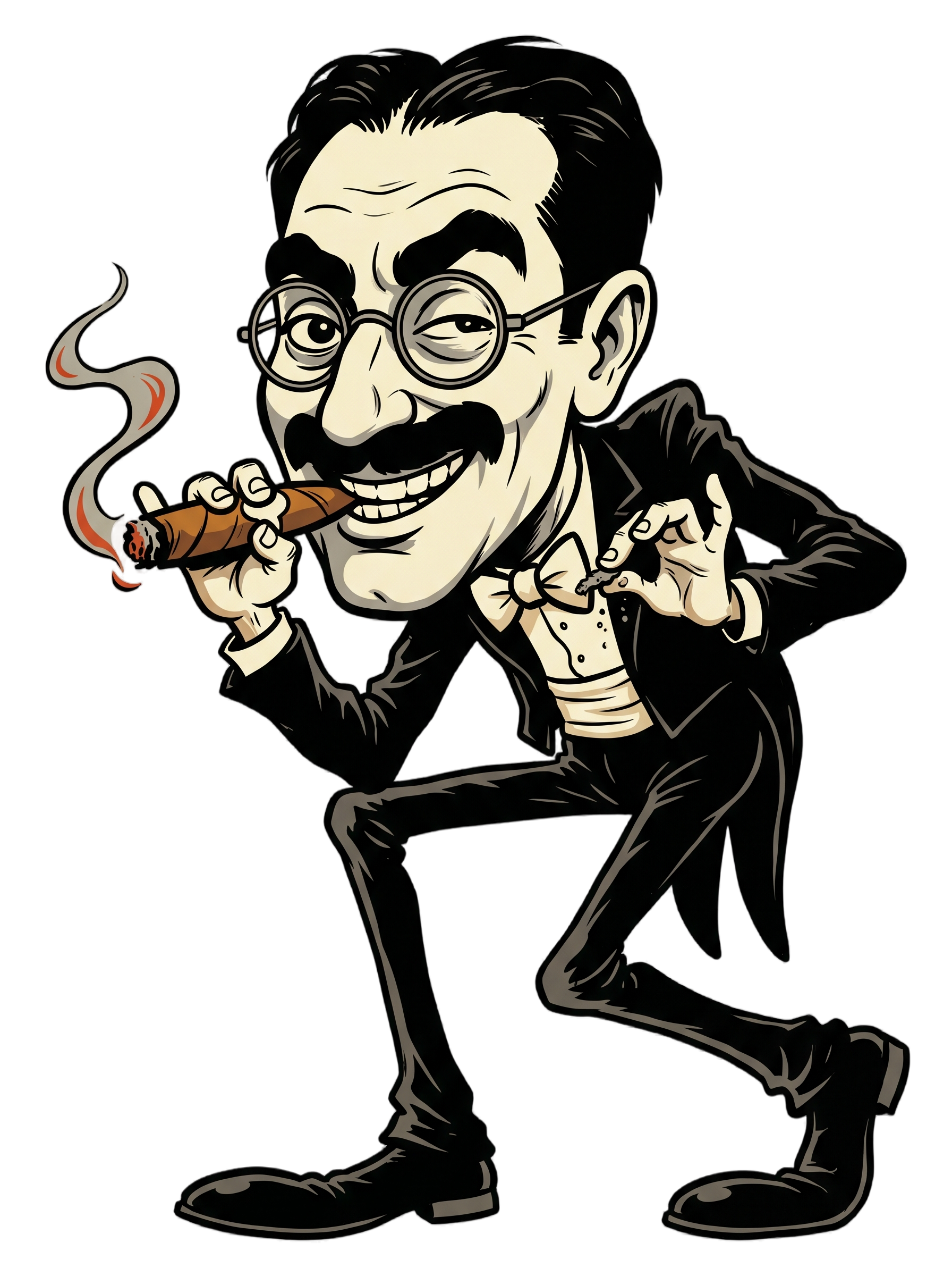 Sneaky Vaudeville Comedian Cigar Caricature Tee