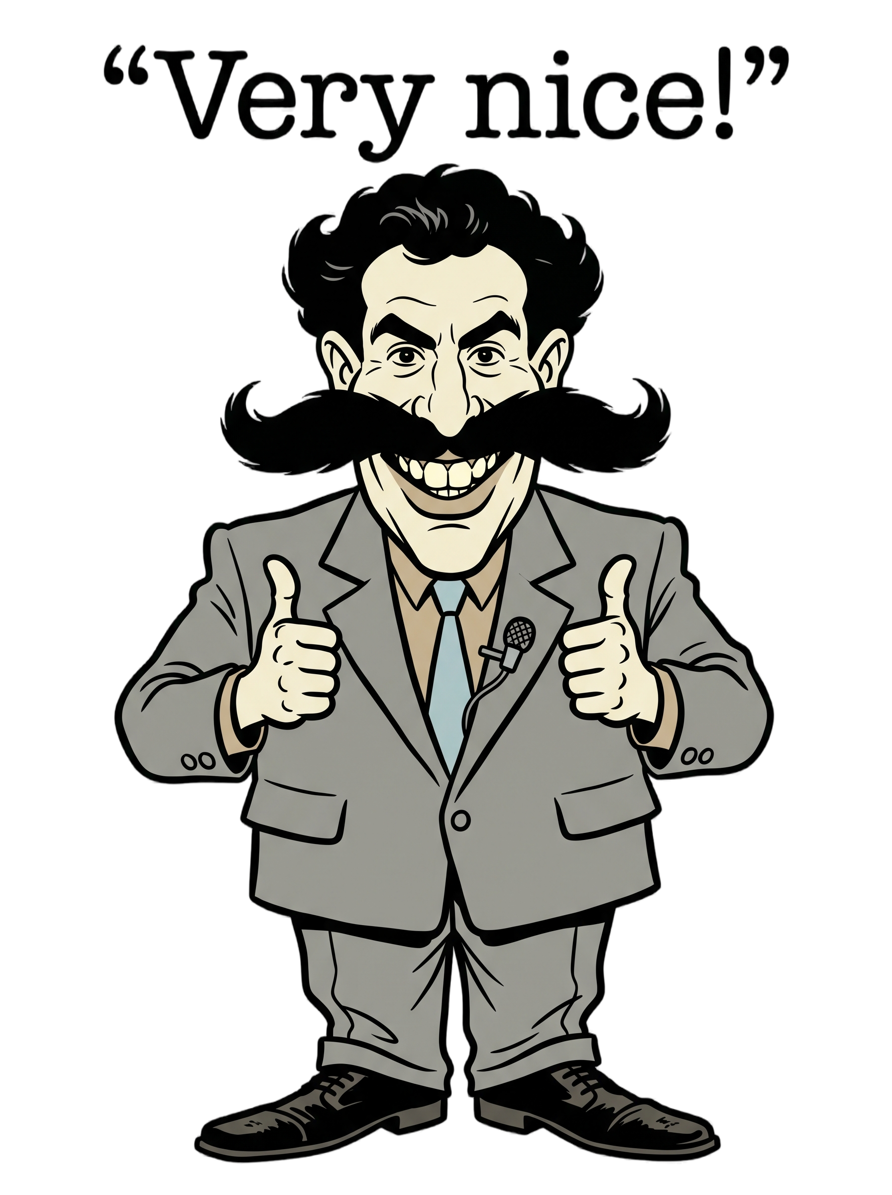 Very Nice Mustache Reporter Thumbs Up Comedy Tee — Men's Basic Tee