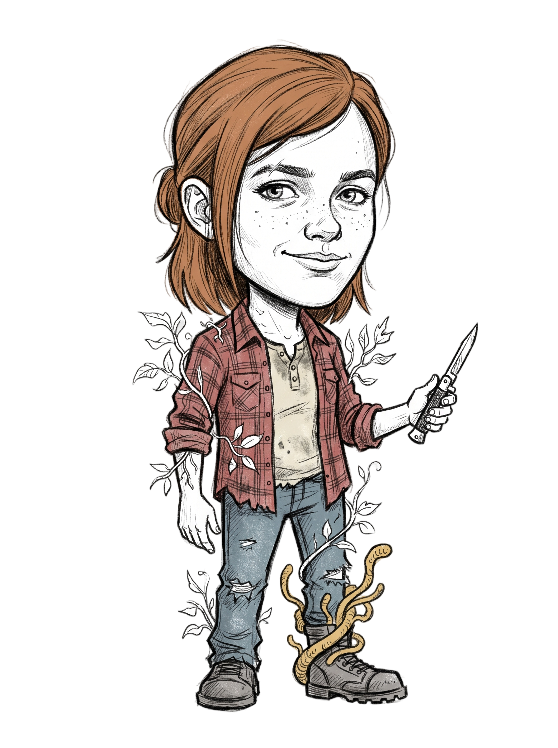Post-Apocalyptic Survivor Girl Switchblade Sketch Tee