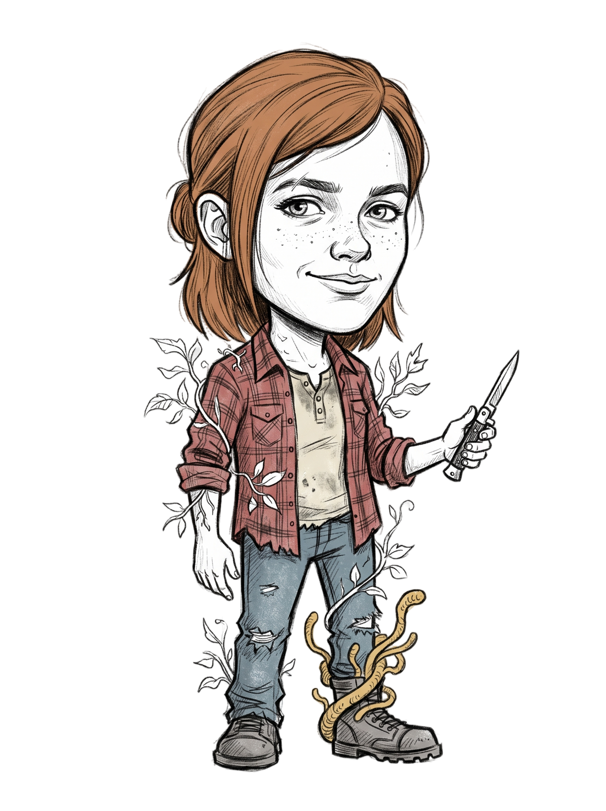 Post-Apocalyptic Survivor Girl Switchblade Sketch Tee