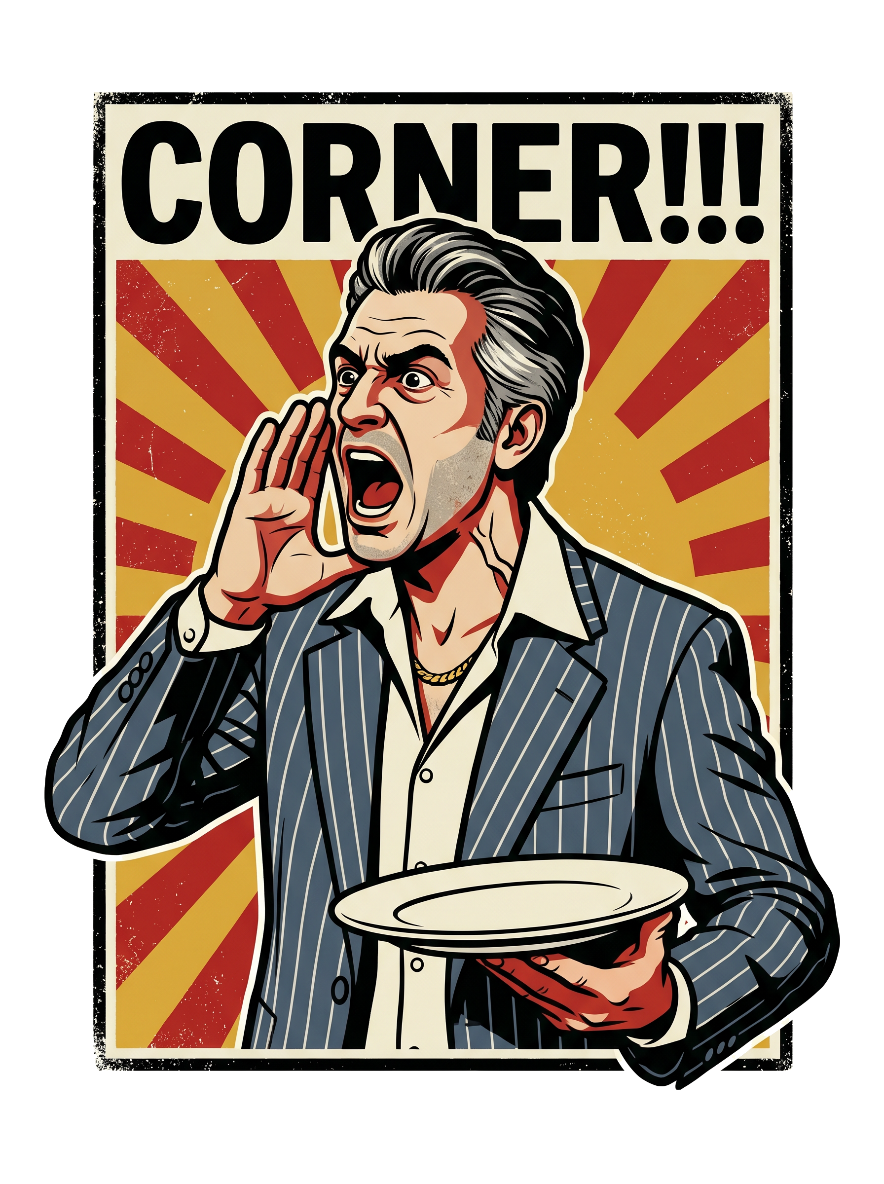Corner Screaming Waiter Propaganda Fine Dining Tee
