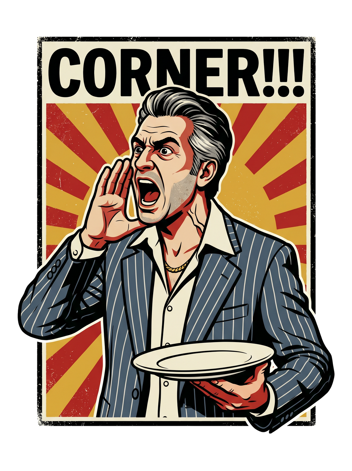 Corner Screaming Waiter Propaganda Fine Dining Tee