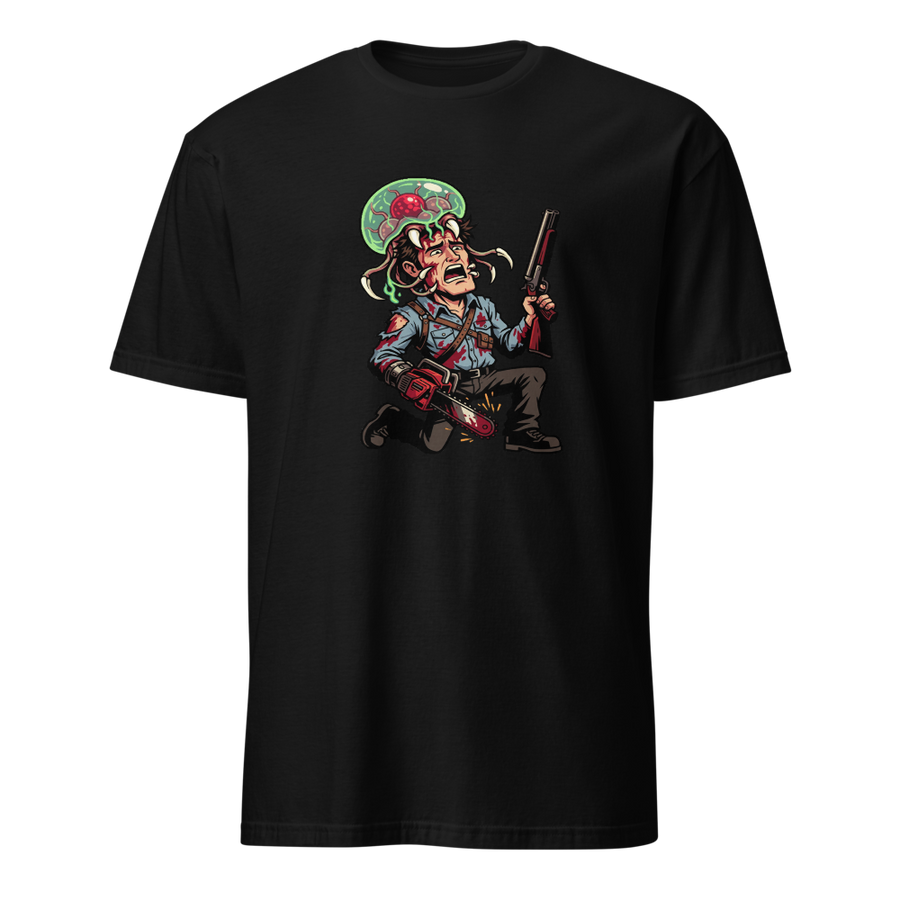 Cabin Horror Survivor vs Space Parasite Pixel Tee