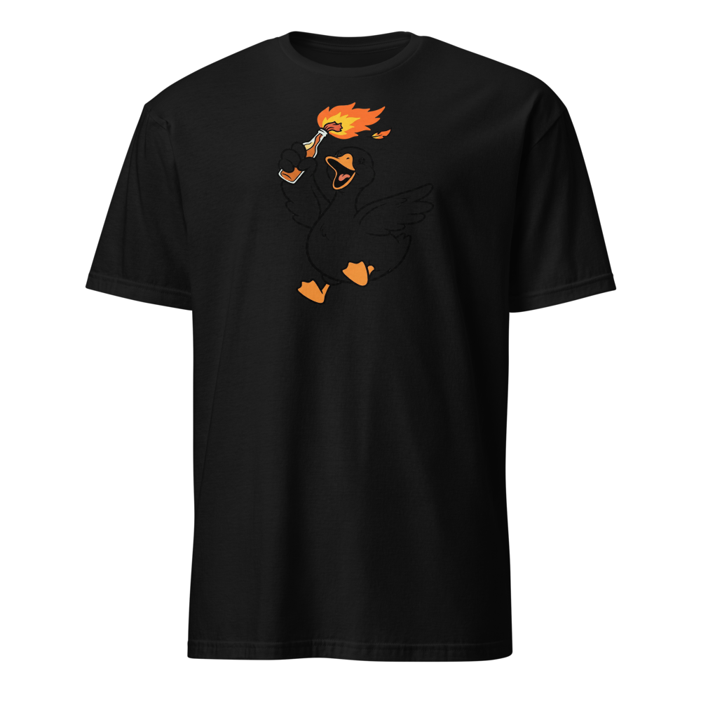 Feral Honking Bird Chaos Riot Graphic Tee — Men's Basic Tee — black front view