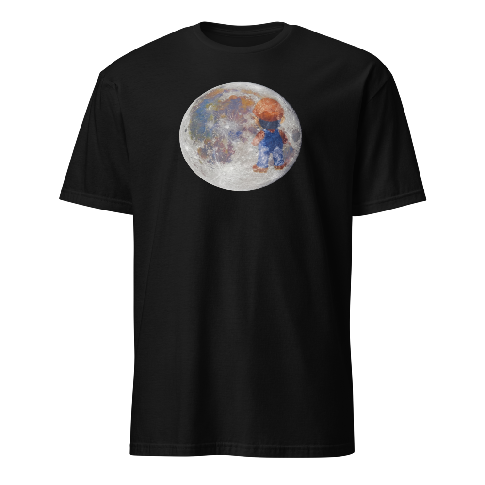 Lunar Plumber Hero Astrophotography Tee — Black front view