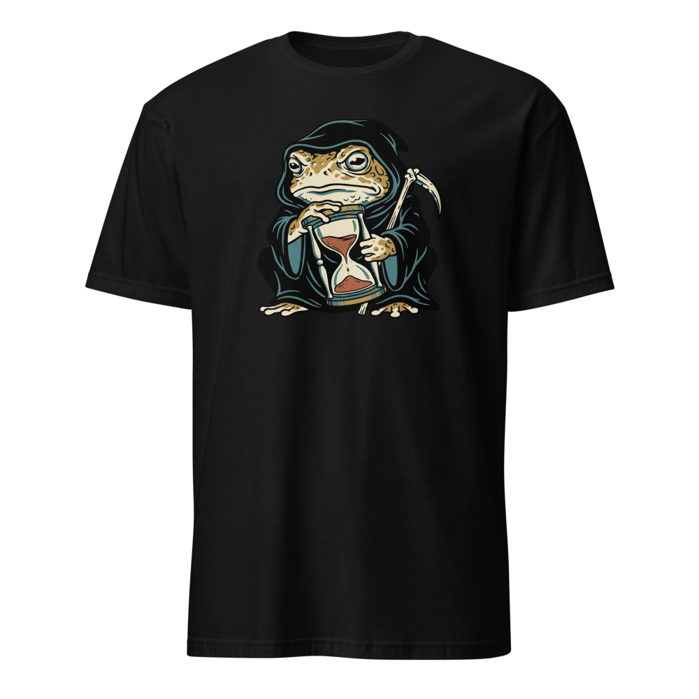 Hooded Toad Reaper Hourglass Macabre Tee — Men's Basic Tee — black front view