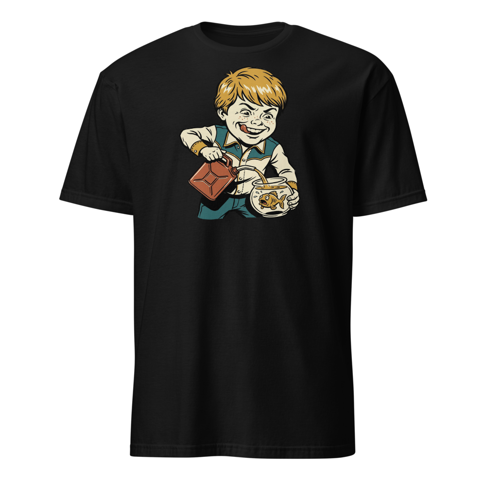Chaotic Kid Vintage Instructional Pamphlet Dark Humor Tee — black front view