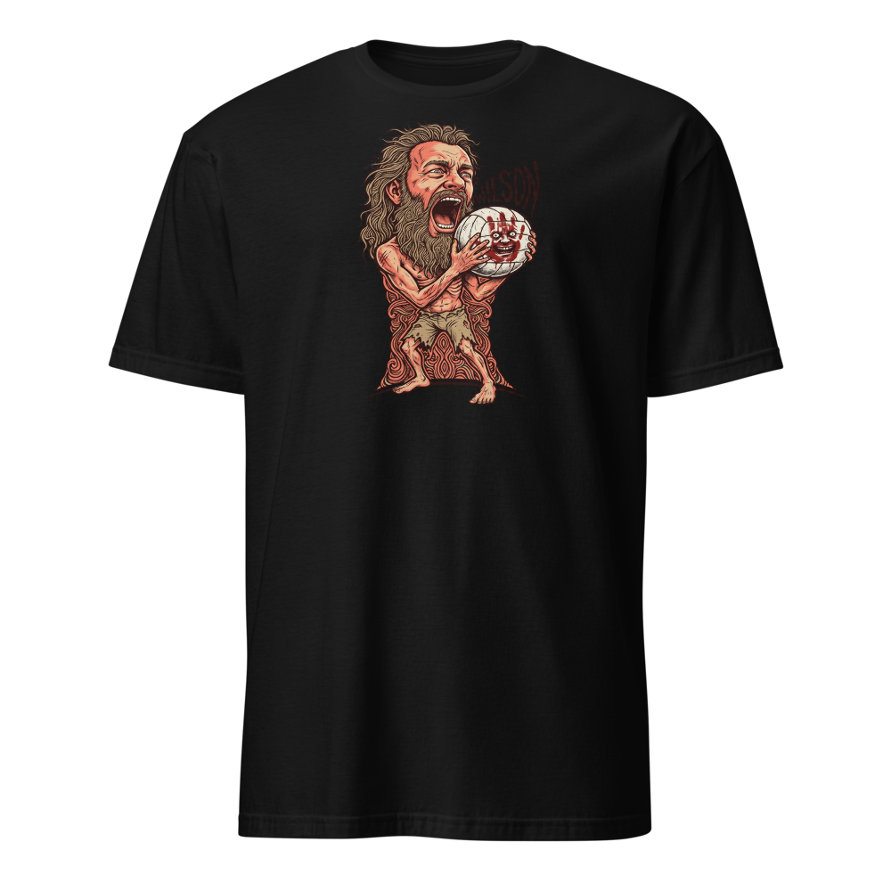 Stranded Castaway Volleyball Scream Gig Poster Tee — Men's Basic Tee — black front view