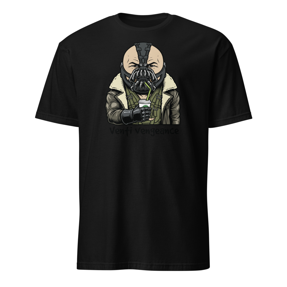 Venti Vengeance Masked Mercenary Latte Tee — Men's Basic Tee — black front view