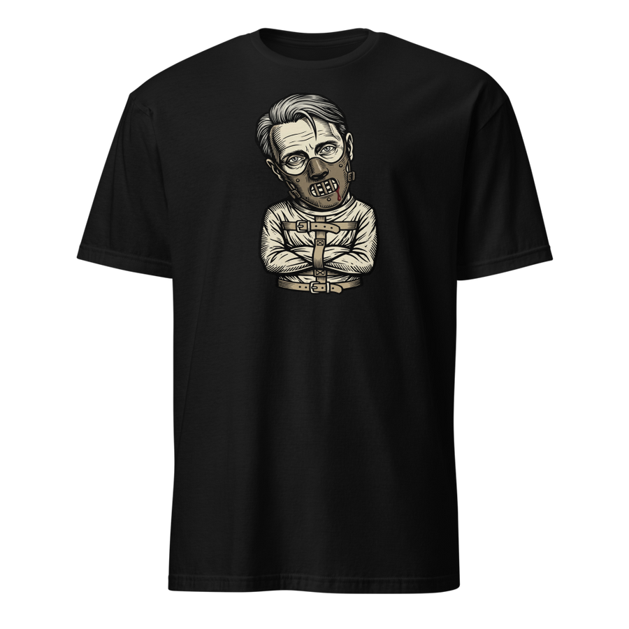 Polite Cannibal Muzzle Mask Linocut Horror Tee