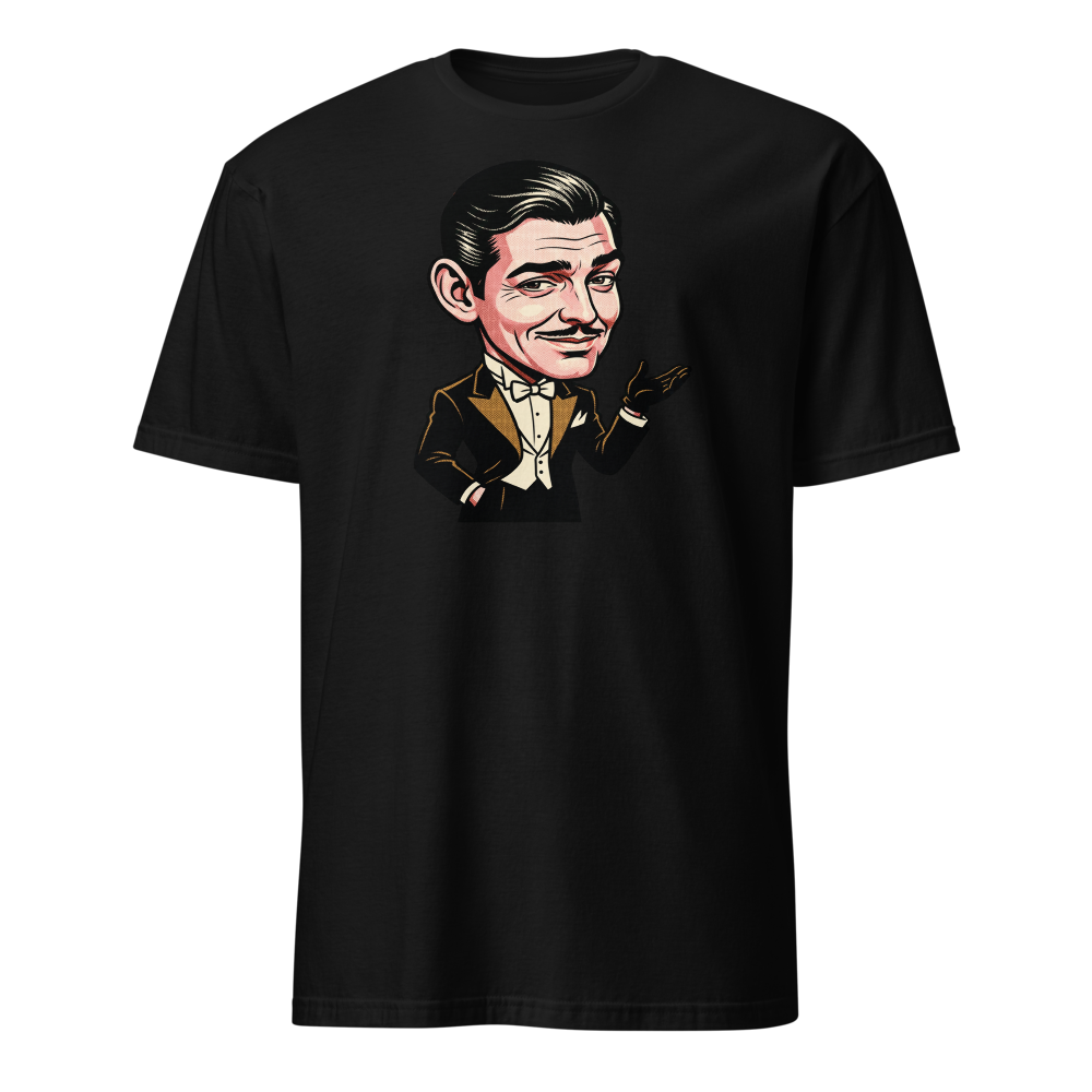 Old Hollywood Smirking Gentleman Pop Art Tee — black front view
