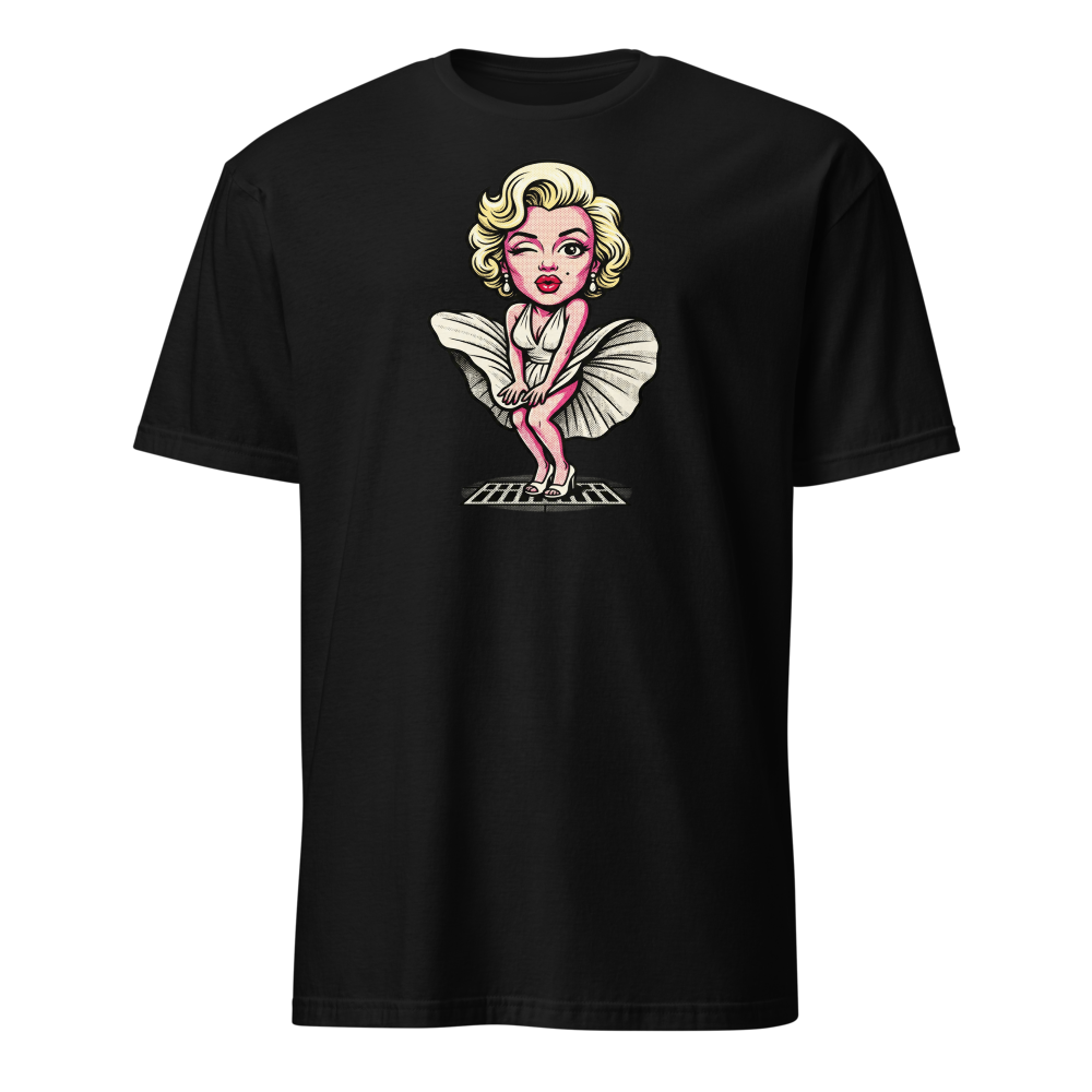 Bombshell Blonde Subway Breeze Pop Art Tee — black front view