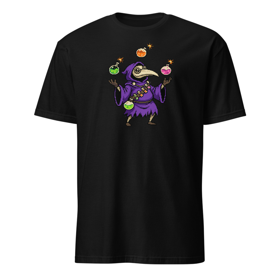 Hooded Pixel Alchemist Potion Juggler Retro Tee