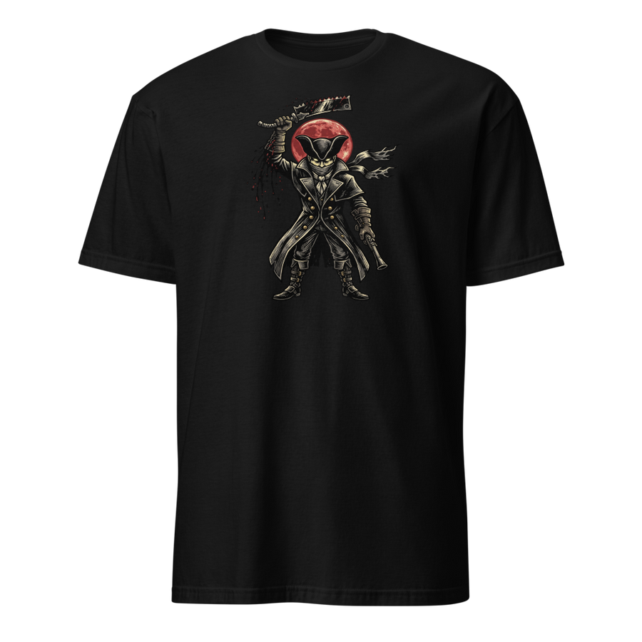 Gothic Hunter Blood Moon Linocut Horror Tee