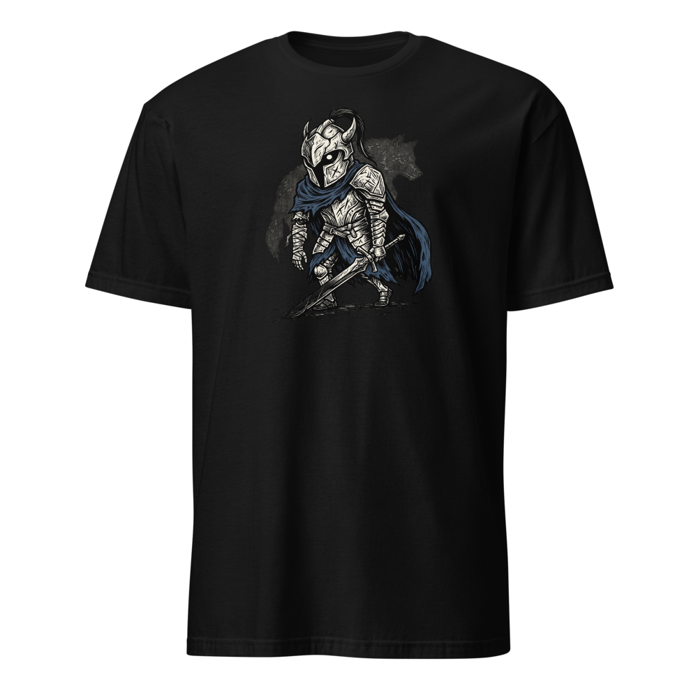Broken Knight Abysswalker Blackwork Linocut Tee — black front view