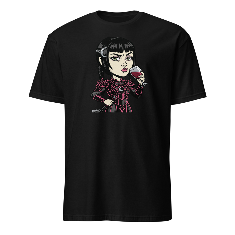 Moody Cleric Wine Judgment Comic Ink RPG Tee