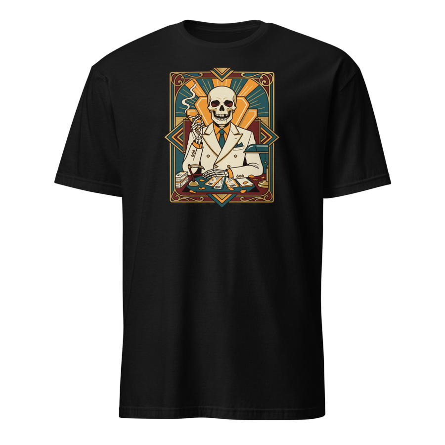 Skeleton Travel Agent Art Deco Noir Tee