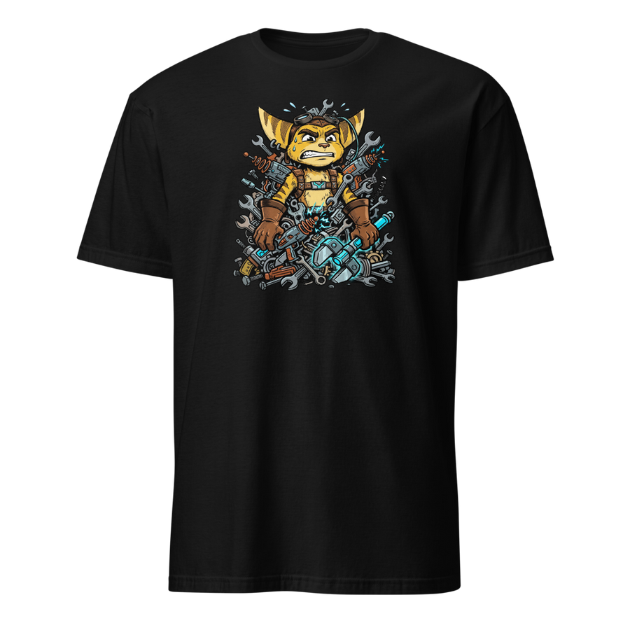 Overwhelmed Space Mechanic Wrench Pile Comic Tee